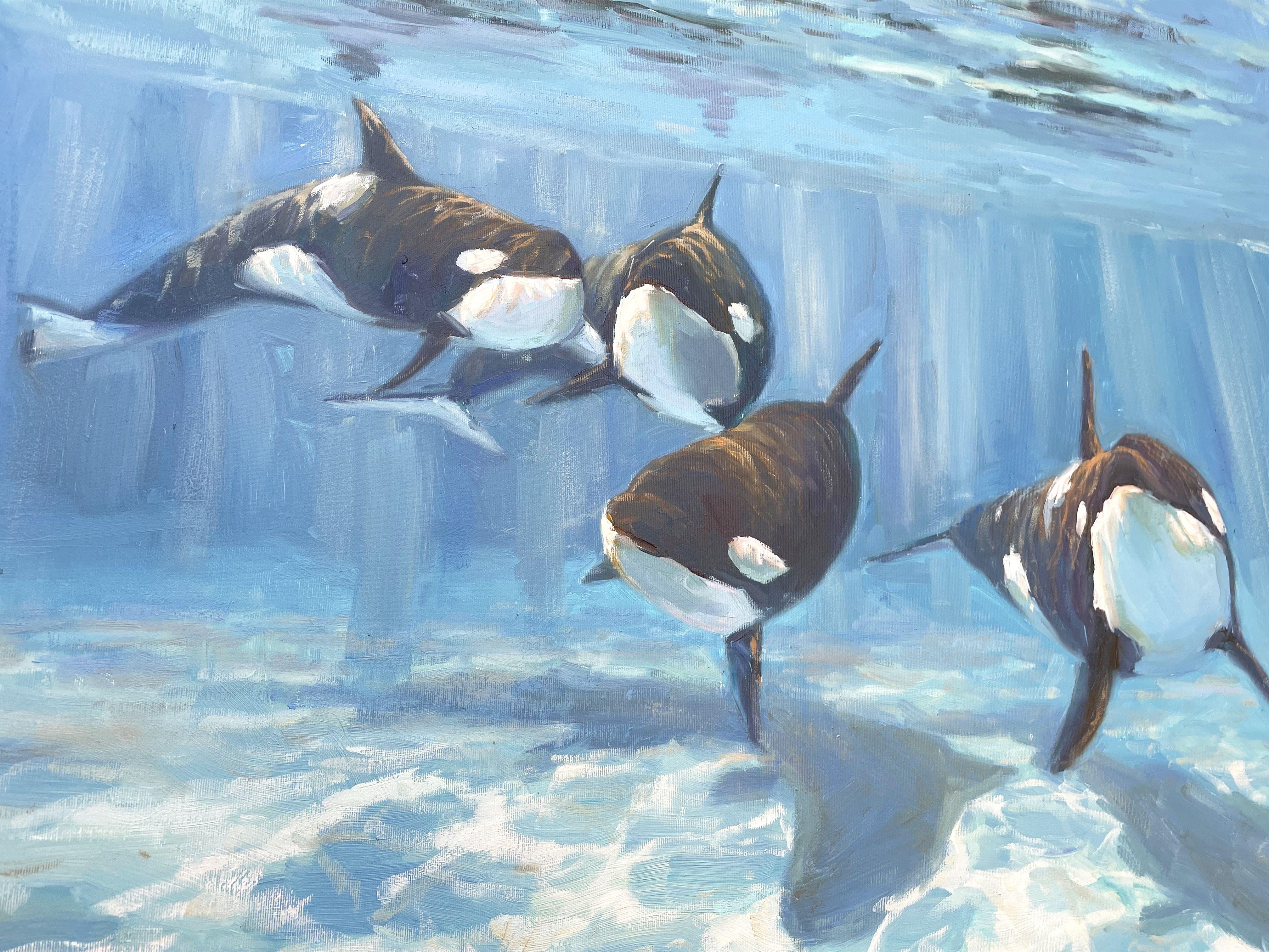 A Pod of Killer Whale, Gemälde, Öl auf Leinwand im Angebot 1