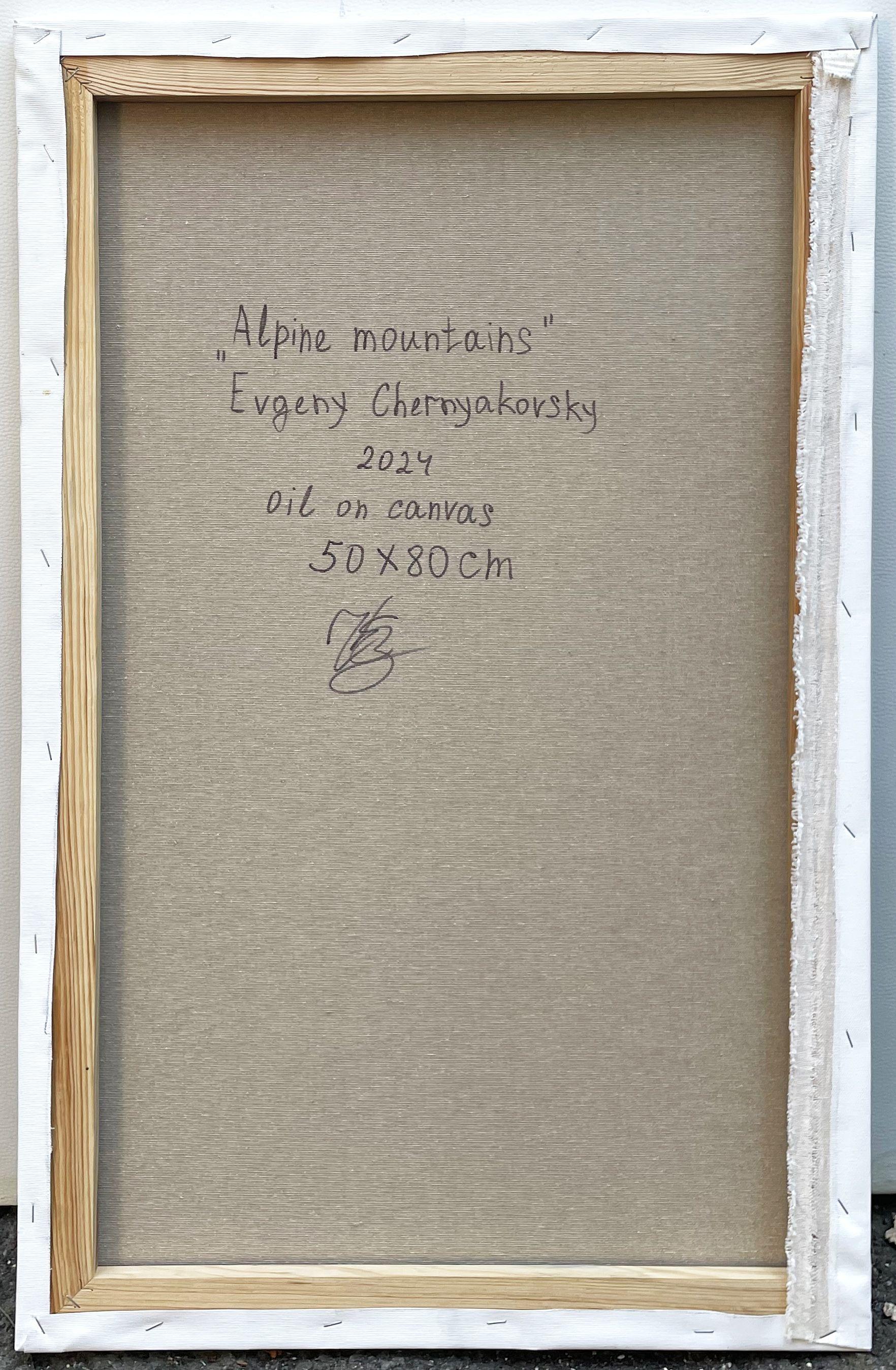 Montañas alpinas, Pintura, Óleo sobre lienzo en venta 2