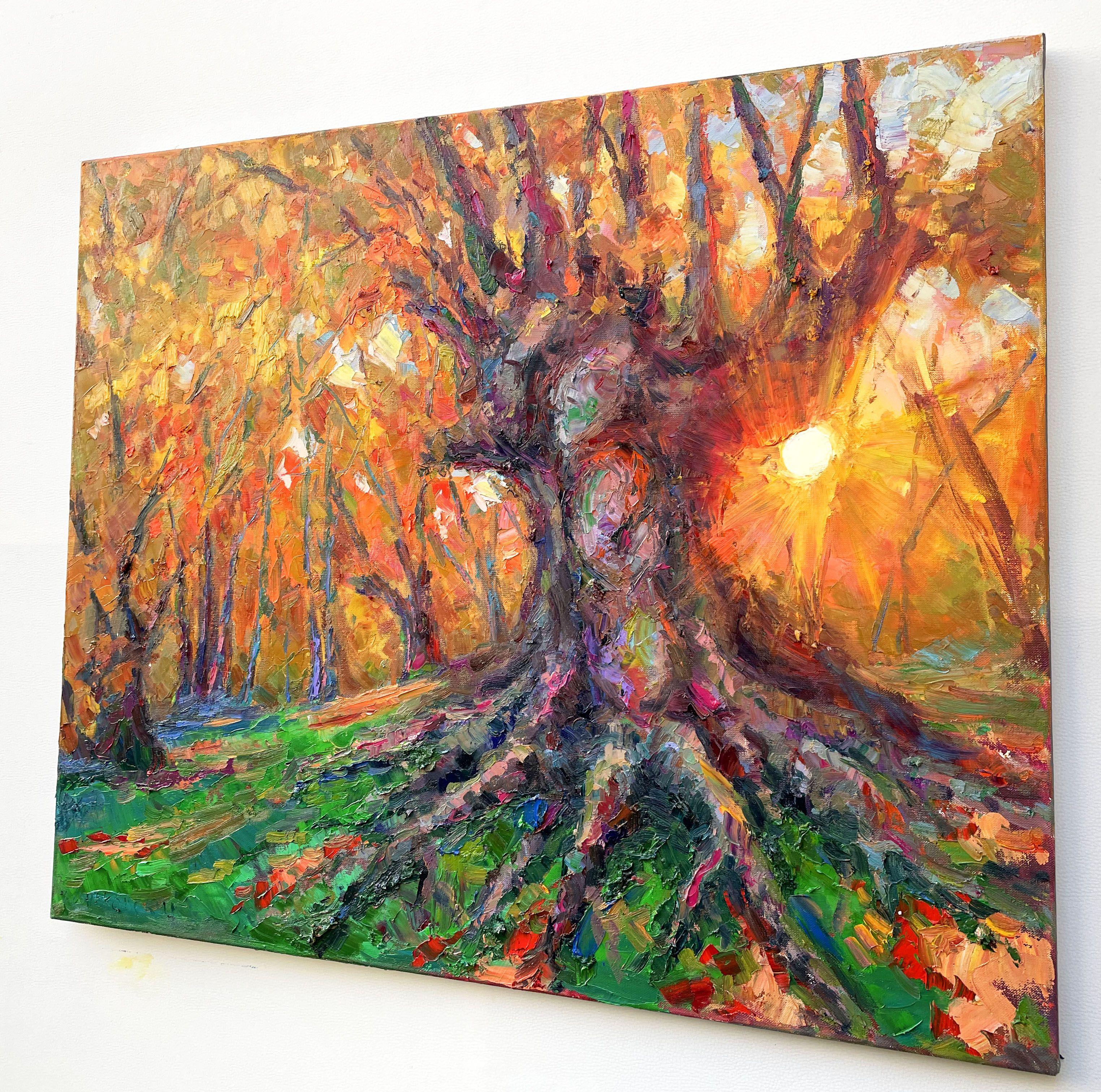Bosco d'autunno, Pittura, Olio su tela - Painting Impressionismo di Evgeny Chernyakovsky