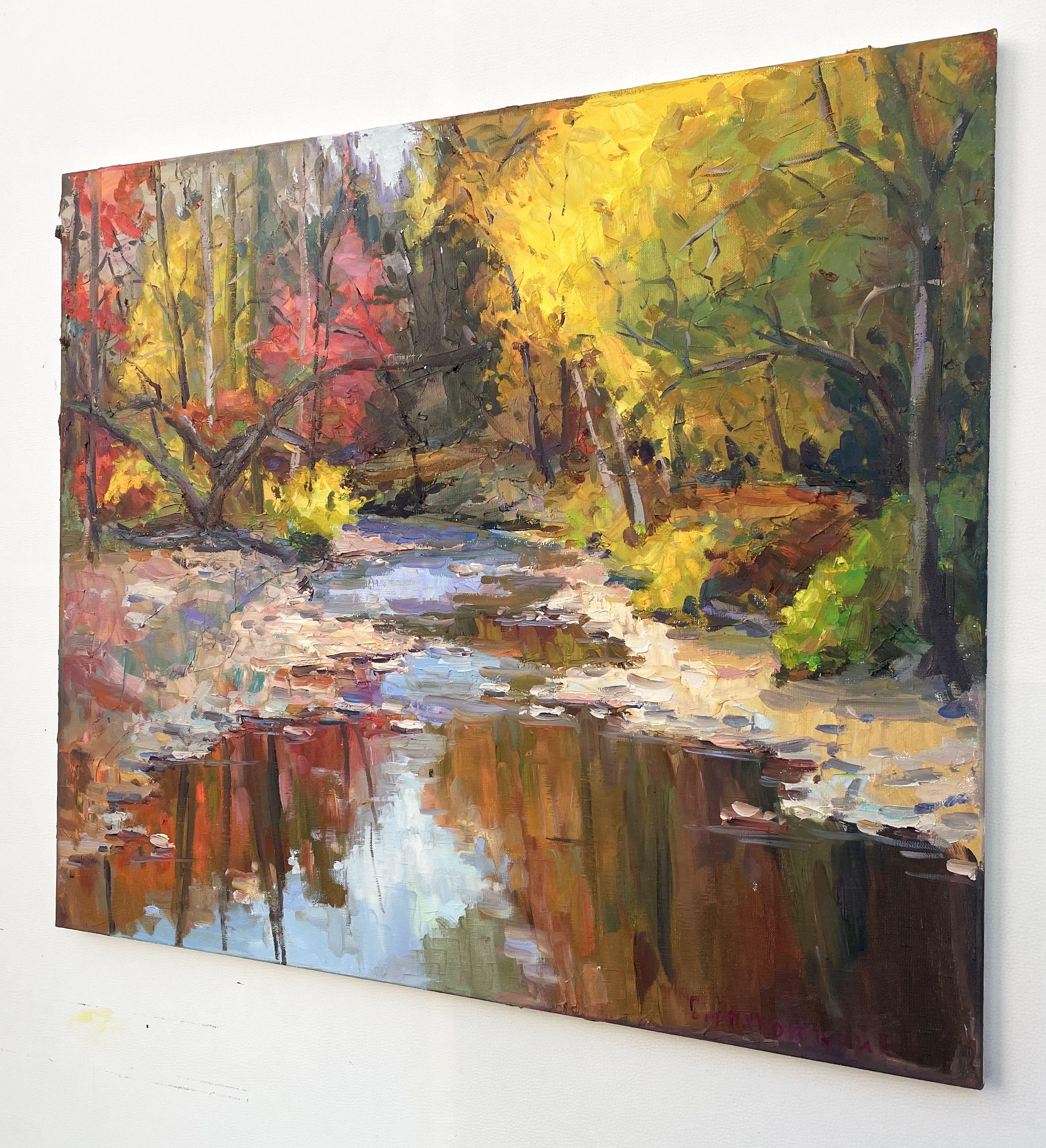Herbstwald, Gemälde, Öl auf Leinwand (Impressionismus), Painting, von Evgeny Chernyakovsky