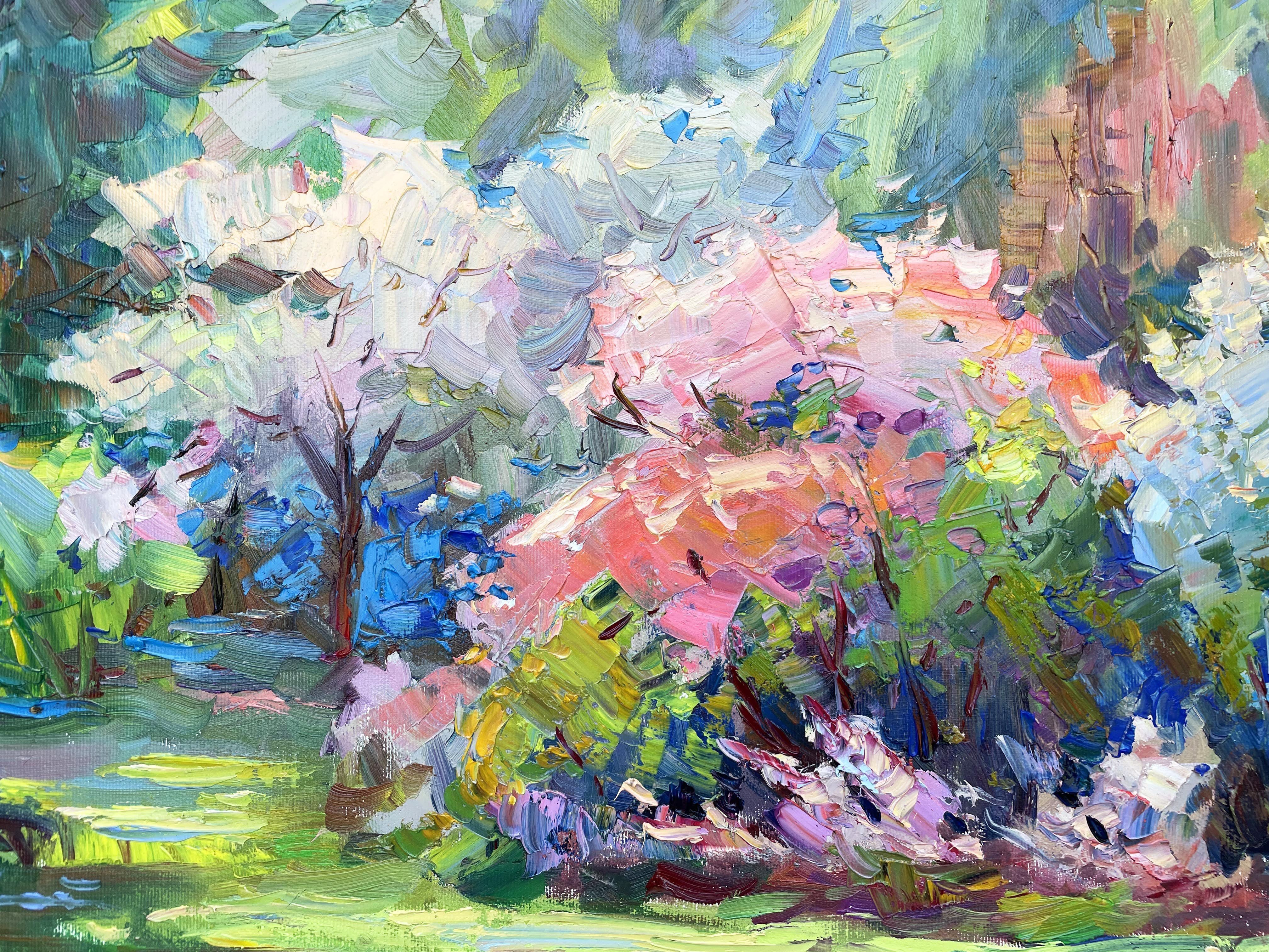 Blooming garden, Painting, Oil on Canvas For Sale 2