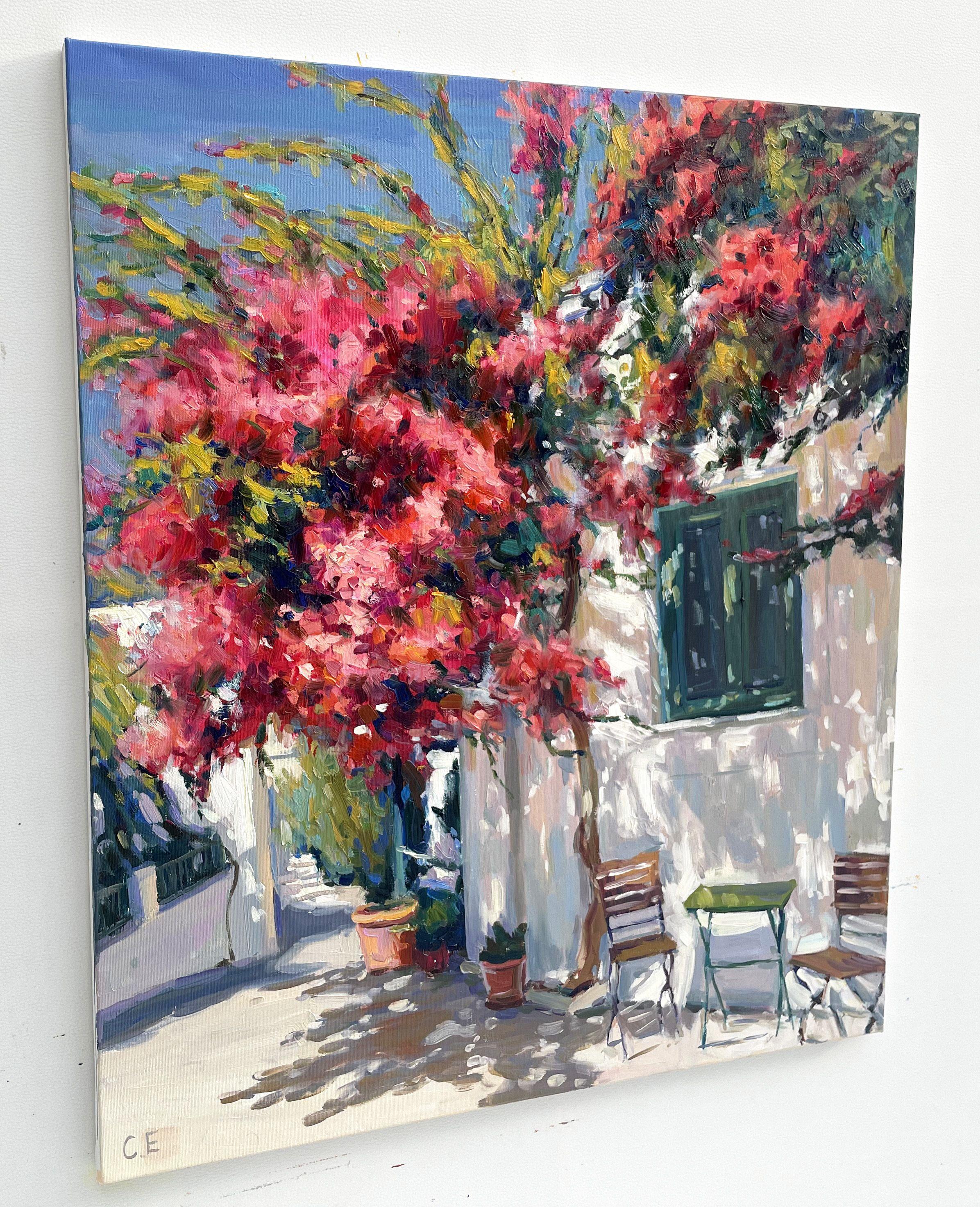 Patio florido de Grecia, Pintura, Óleo sobre lienzo - Painting Impresionista de Evgeny Chernyakovsky