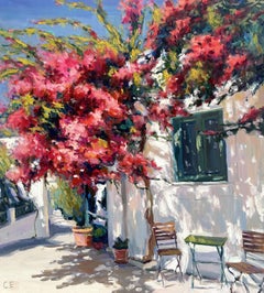 Blooming yard of Greece, Painting, Oil on Canvas