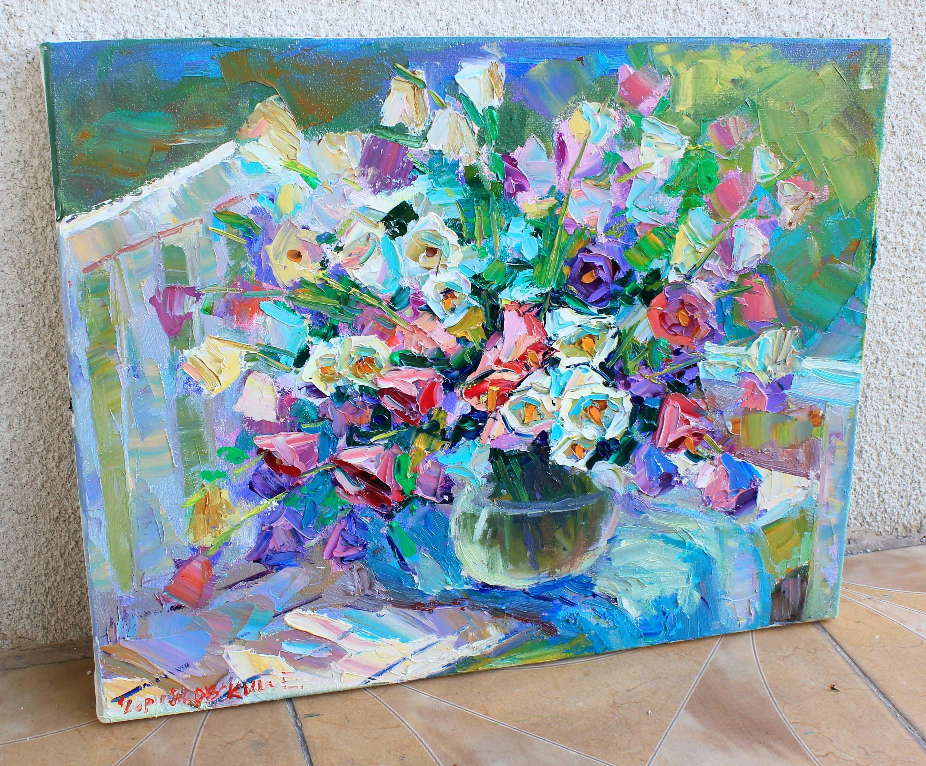Bluebells flowers, Painting, Oil on Canvas For Sale 1