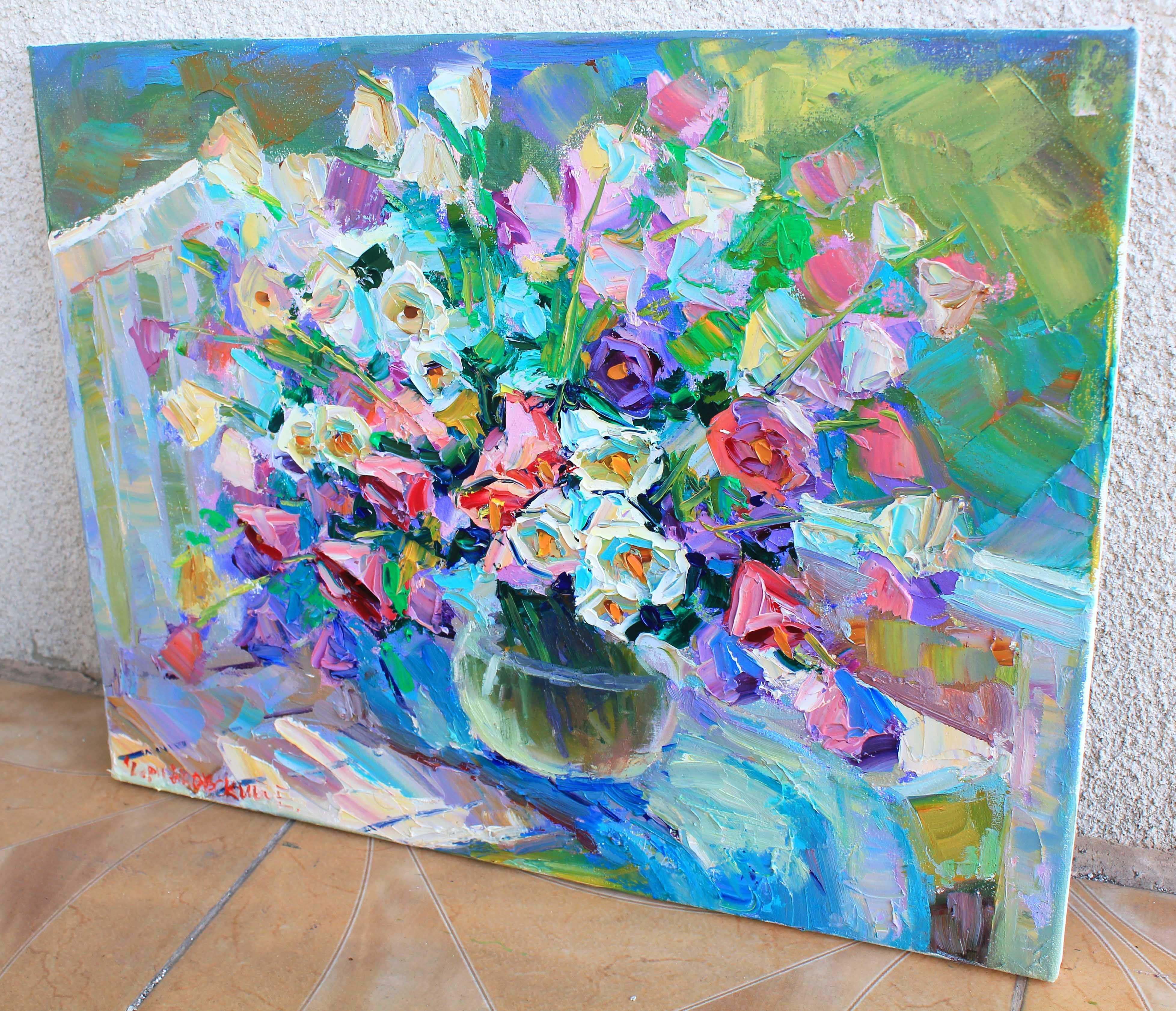 Bluebells flowers, Painting, Oil on Canvas For Sale 2