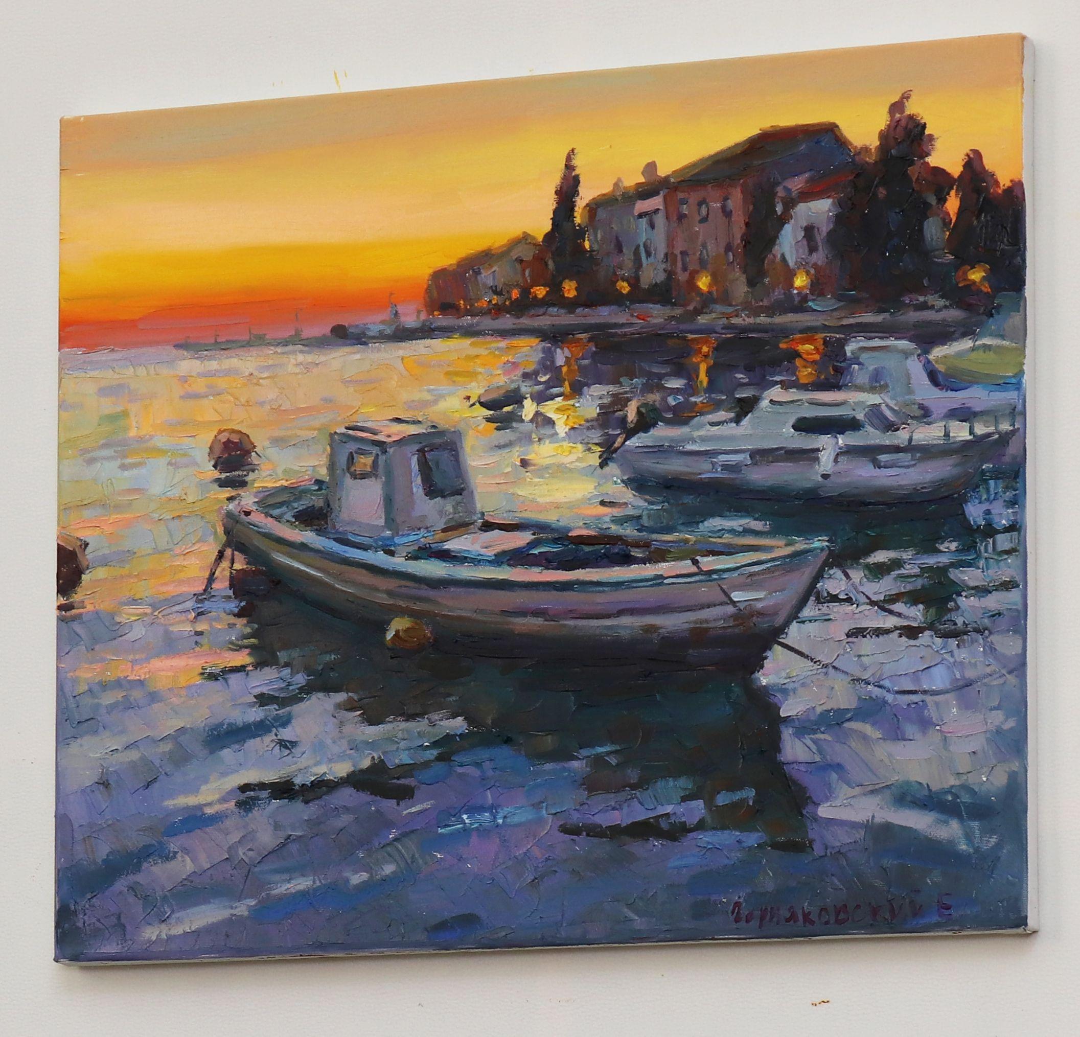 Boat, Gemälde, Öl auf Leinwand (Impressionismus), Painting, von Evgeny Chernyakovsky