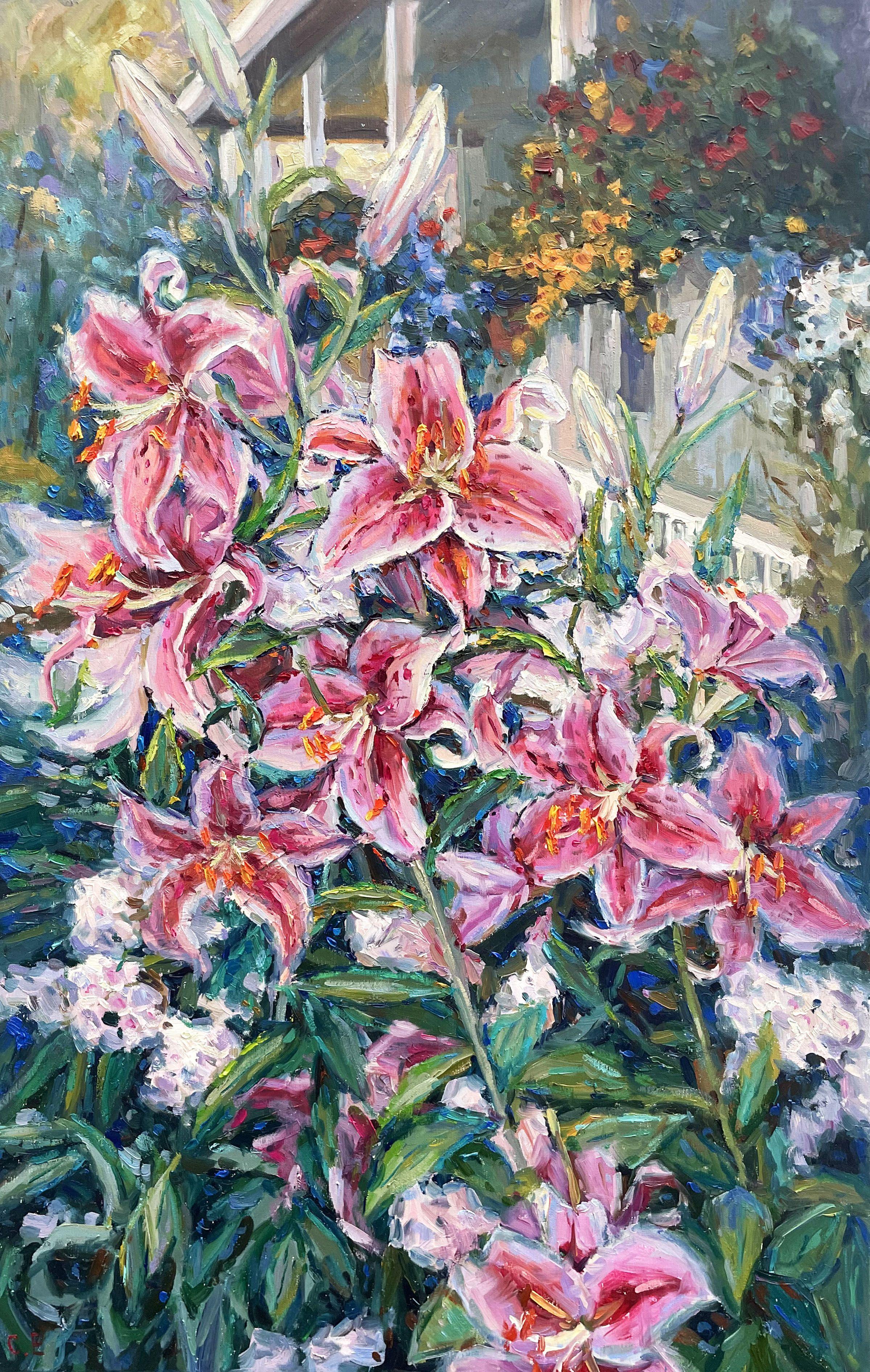 Original Oil painting by Ukrainian artist Evgeny Chernyakovsky    " Bush of Red lilies  "  70.0 X 110.0 CM / 27.5 X 43.3 IN  HIGH QUALITY oil on canvas  Signed on the front and back  Dated 2024  Good condition  GUARANTEE OF AUTHENTICITY :: Painting