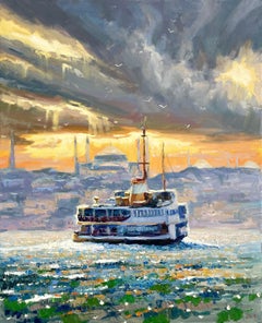 Soirée Mer Coucher de Soleil, Peinture, Huile sur toile