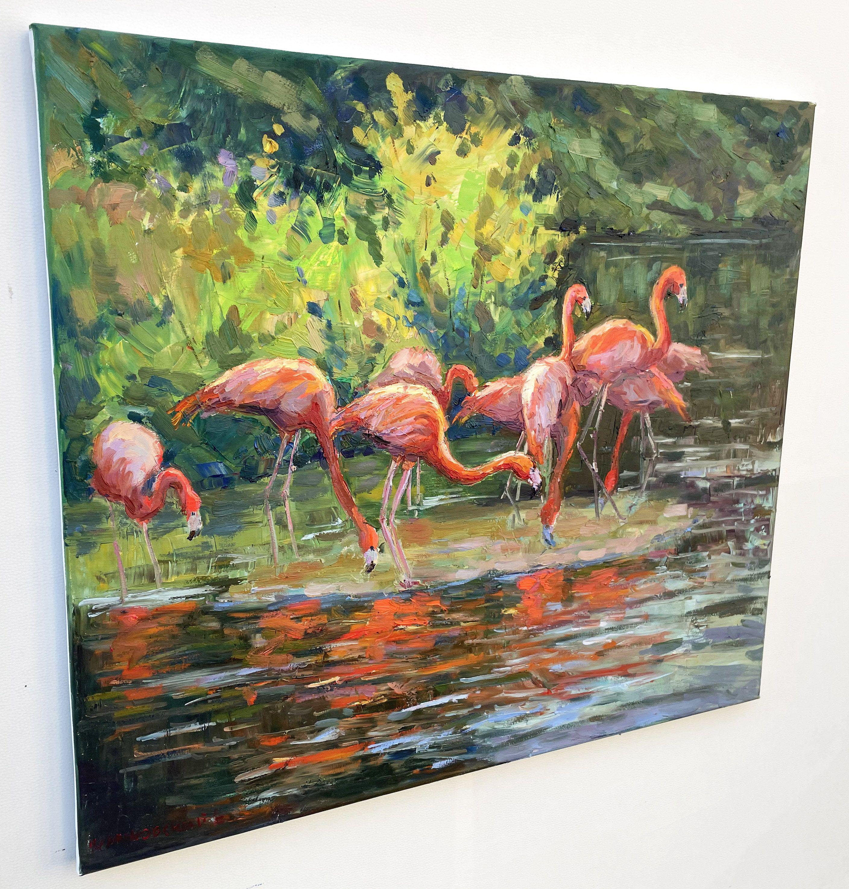 Flamingo, Painting, Oil on Canvas For Sale 1