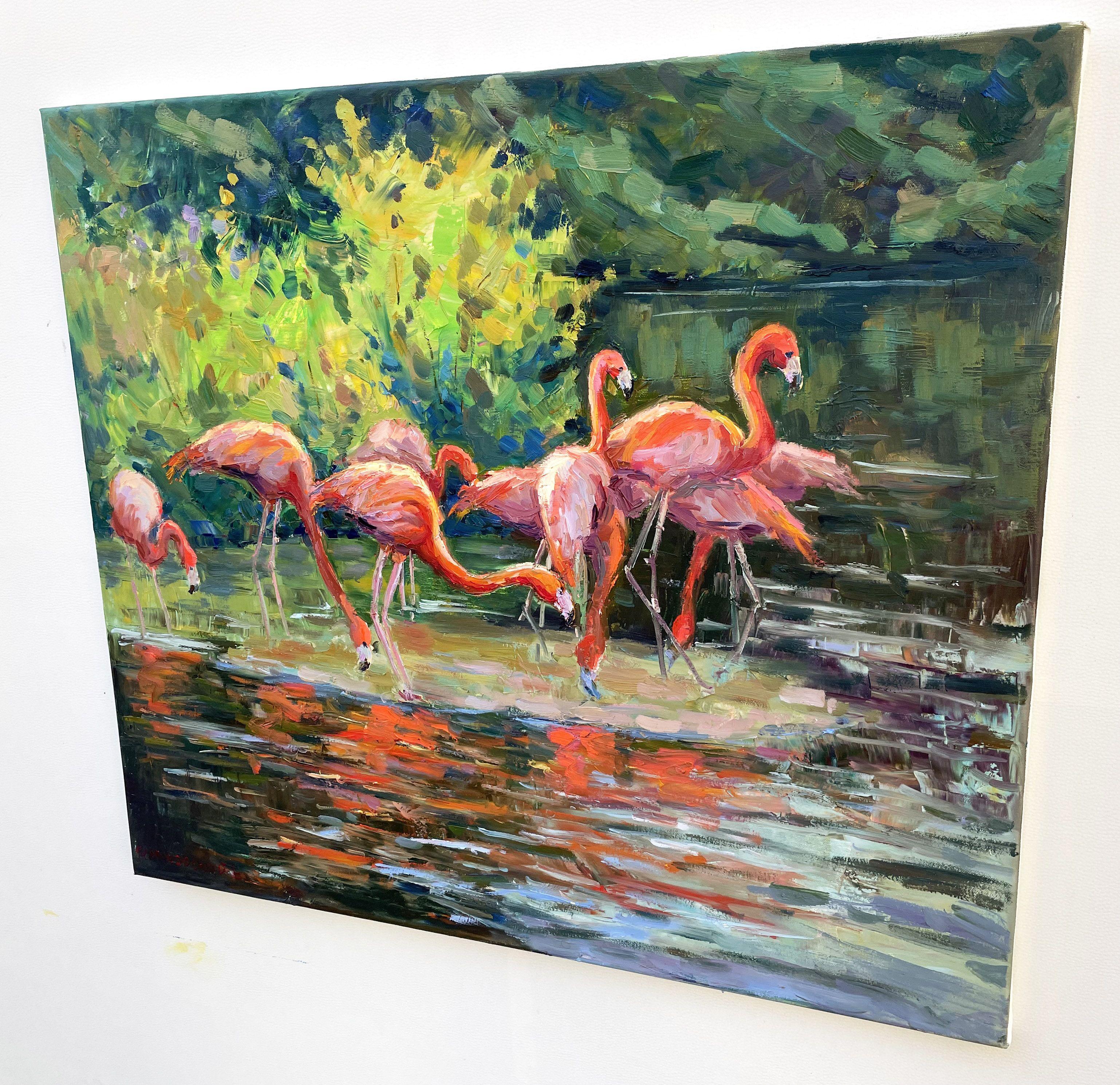 Flamingo, Painting, Oil on Canvas For Sale 2