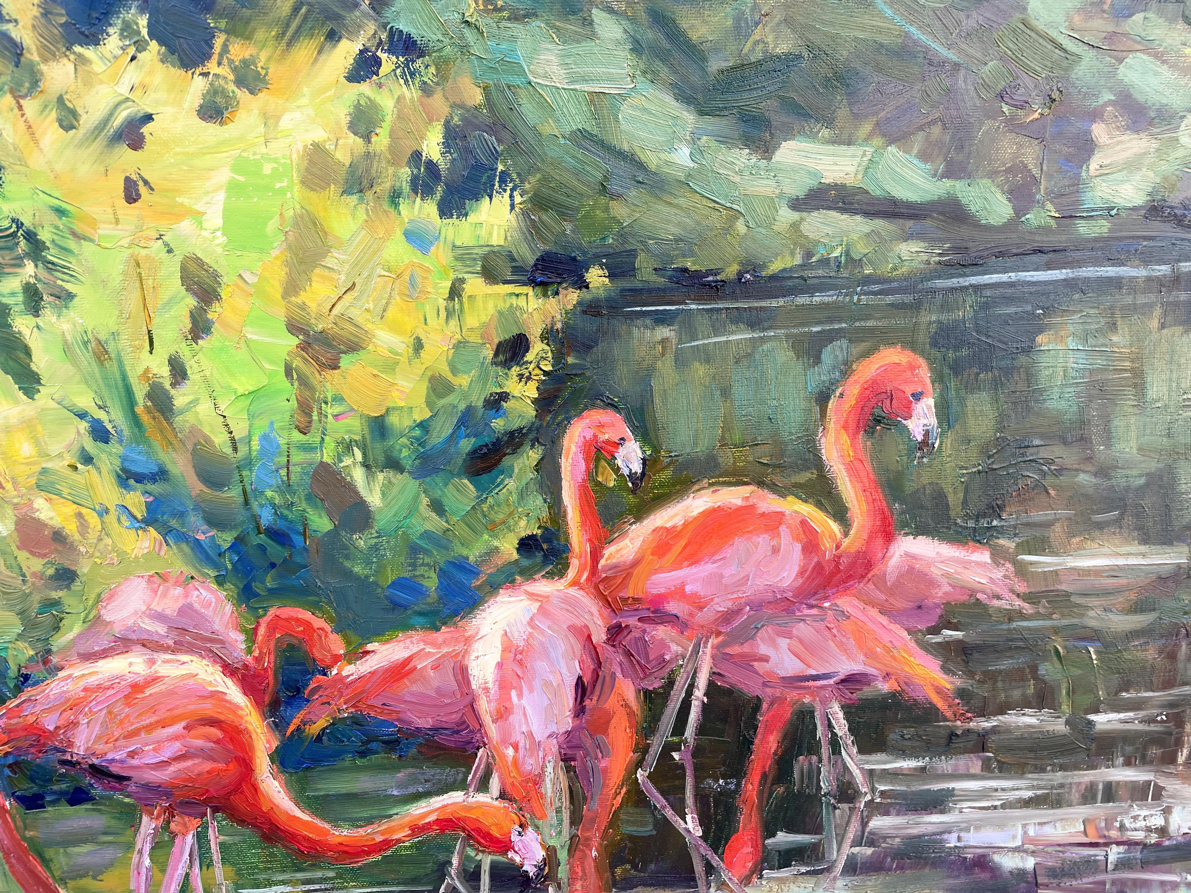 Flamingo, Painting, Oil on Canvas For Sale 3