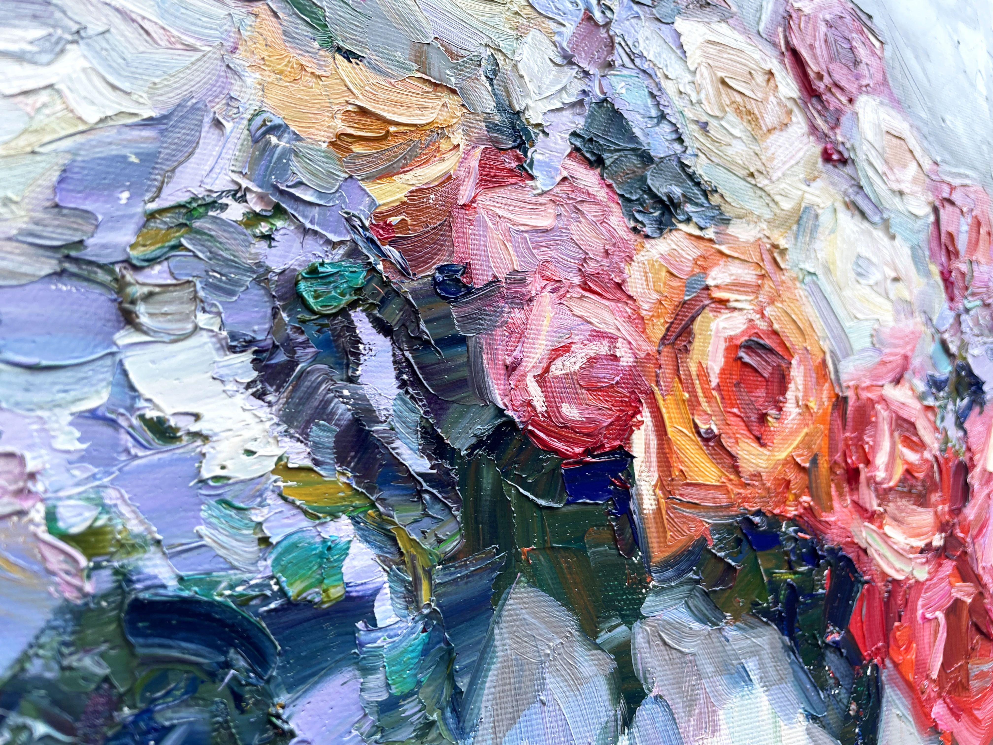 Blumenstrauß, Gemälde, Öl auf Leinwand im Angebot 1