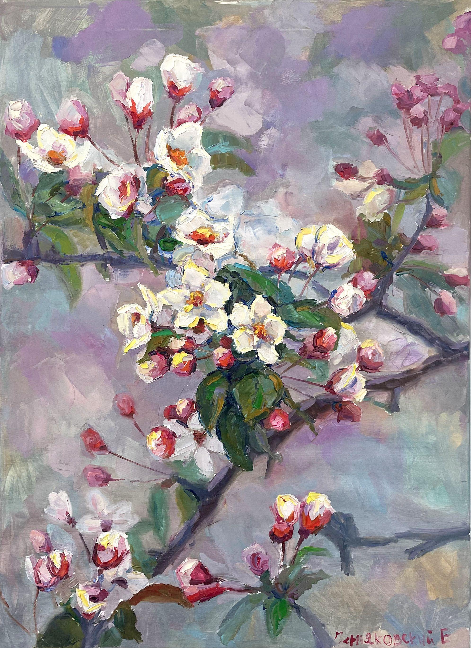 Original Oil painting by Ukrainian artist Evgeny Chernyakovsky    "flowering tree"  50.0 X 70.0 CM / 19.6 X 27.5 IN  HIGH QUALITY oil on canvas  Signed on the front and back  Dated 2023  Good condition  GUARANTEE OF AUTHENTICITY   :: Painting ::