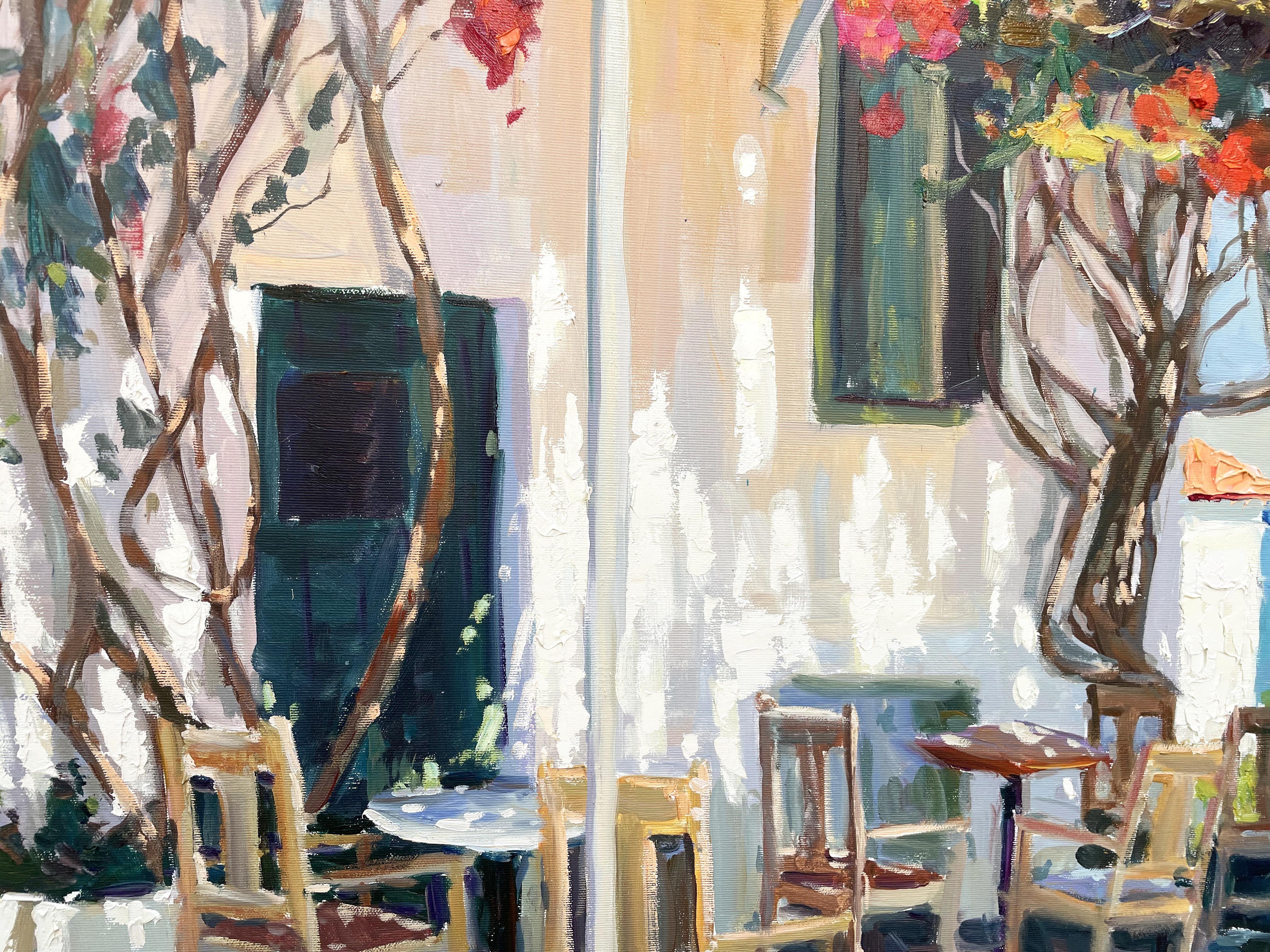 Blumen am Meer, Gemälde, Öl auf Leinwand im Angebot 1