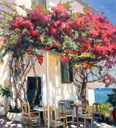 Blumen am Meer, Gemälde, Öl auf Leinwand