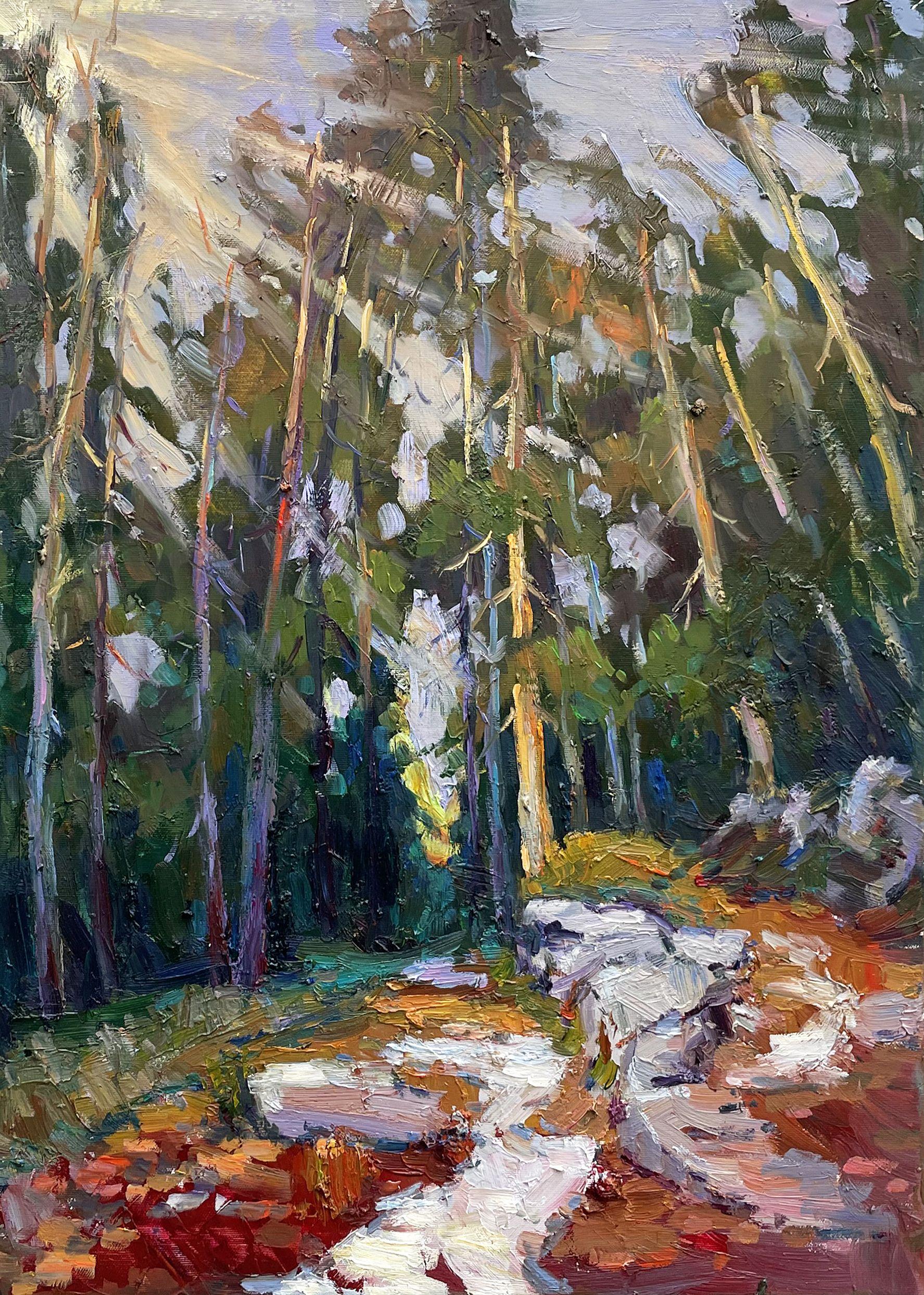 Original Oil painting by Ukrainian artist Evgeny Chernyakovsky "Forest " 50.0 X 70.0 CM / 19.6 X 27.5 IN HIGH QUALITY oil on canvas Signed on the front and back Dated 2022 Good condition GUARANTEE OF AUTHENTICITY :: Painting :: Impressionist :: This