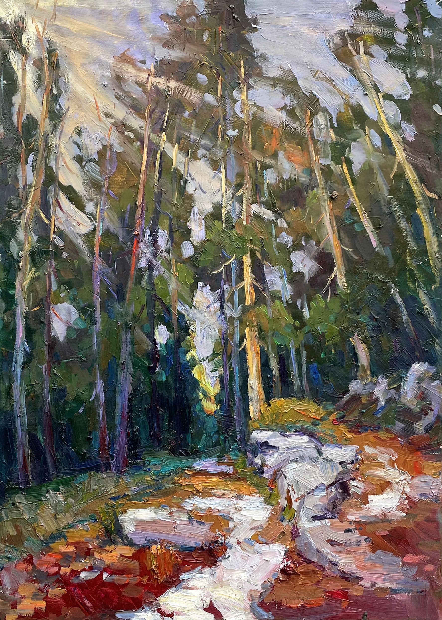 Foresta, Pittura, Olio su tela - Painting di Evgeny Chernyakovsky