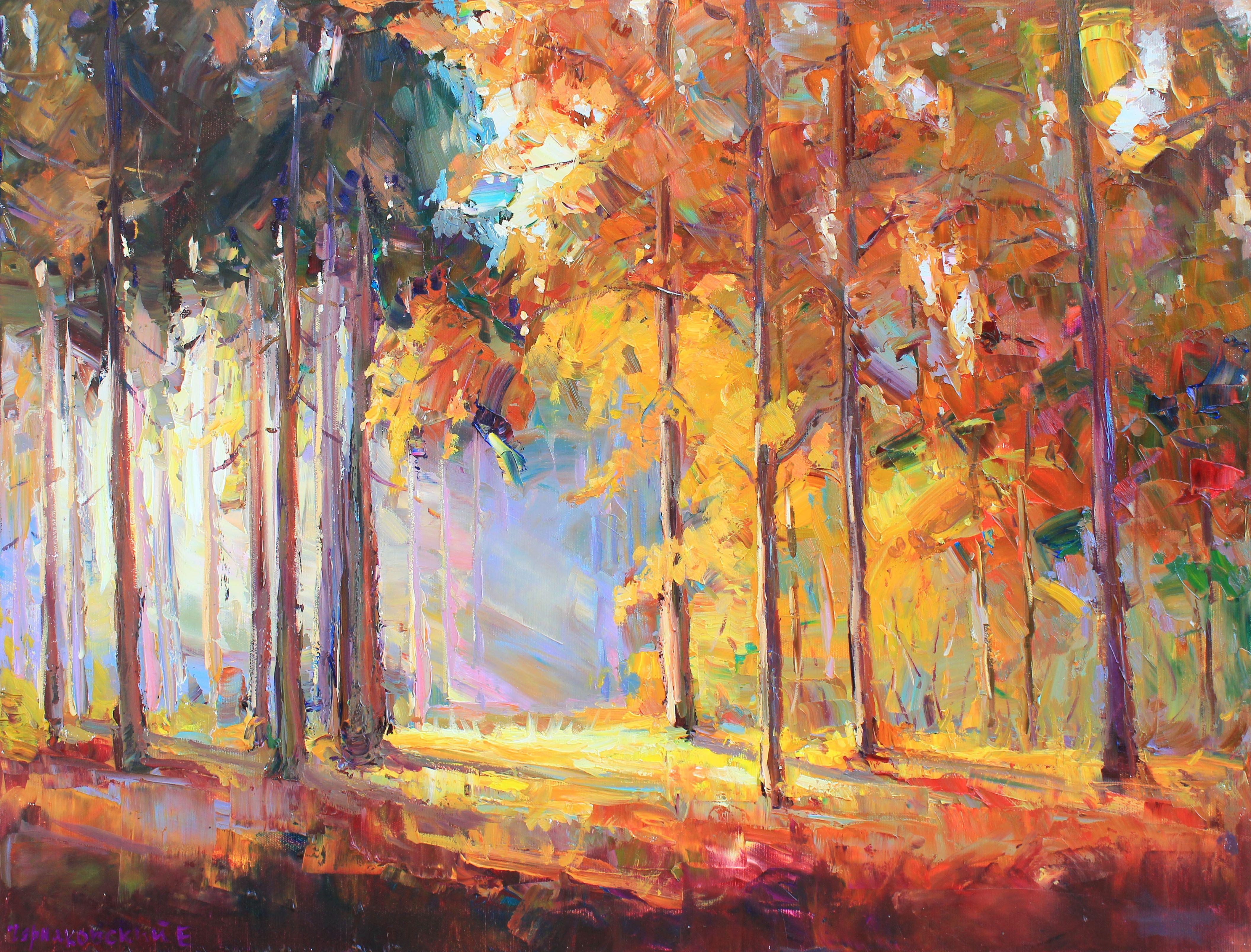 Original Oil painting by Ukrainian artist Evgeny Chernyakovsky    "Forest "  60.0 X 80.0 CM / 23.6 X 31.4 IN  HIGH QUALITY oil on canvas  Signed on the front and back  Dated 2022  Good condition  GUARANTEE OF AUTHENTICITY   :: Painting ::