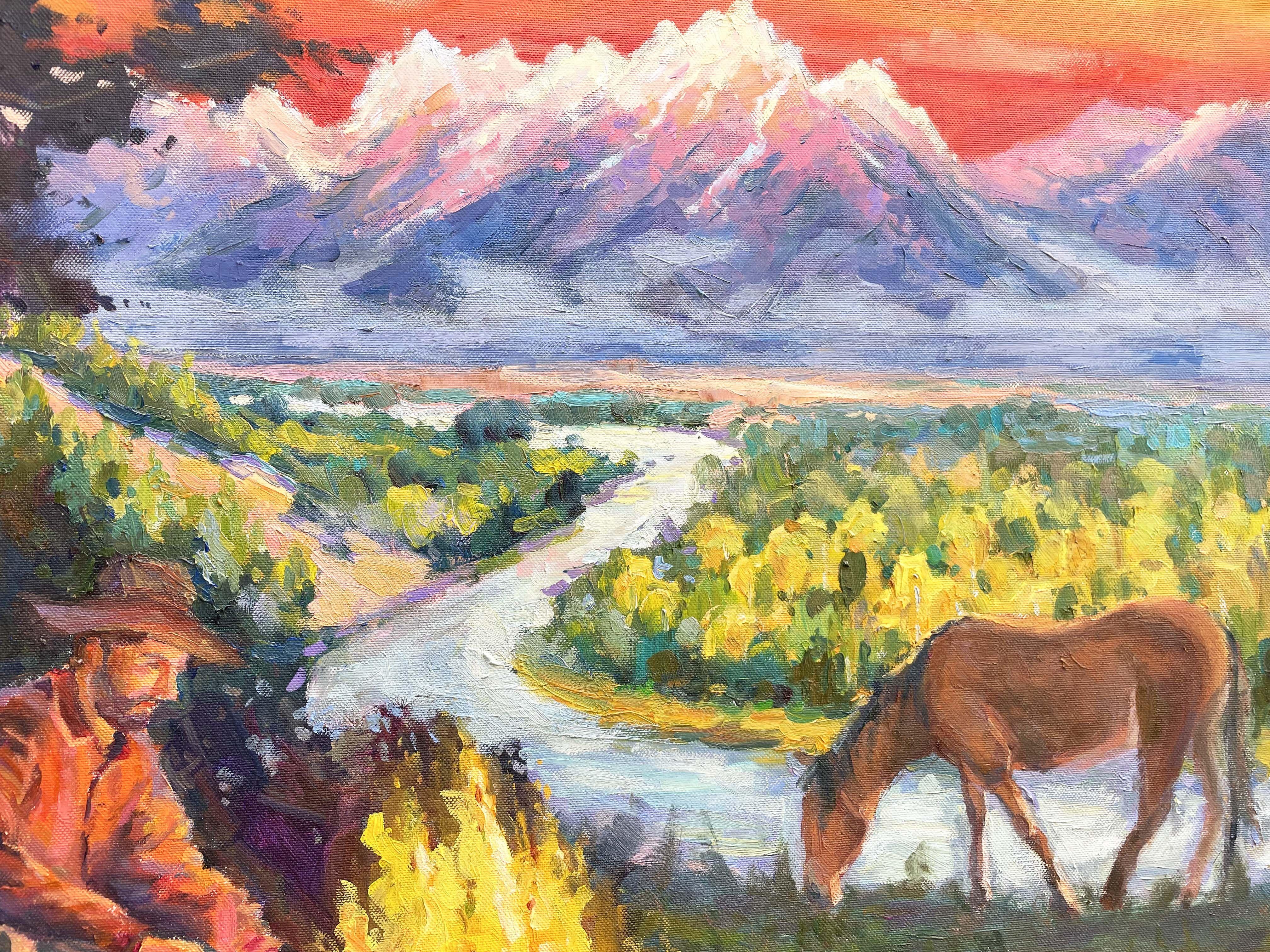 In the mountains, Painting, Oil on Canvas For Sale 3
