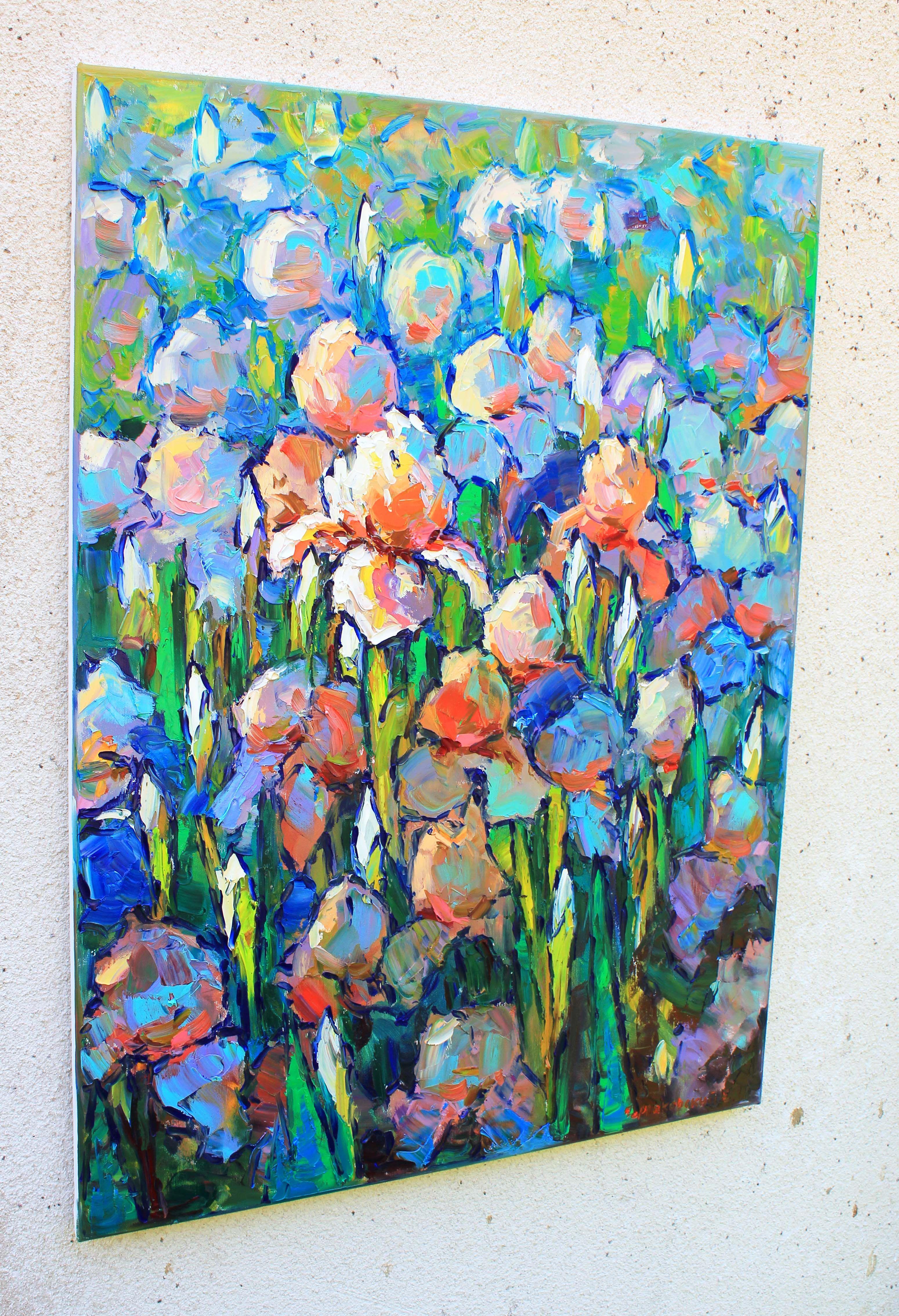 Irises, Peinture, Huile sur Toile - Impressionnisme Painting par Evgeny Chernyakovsky