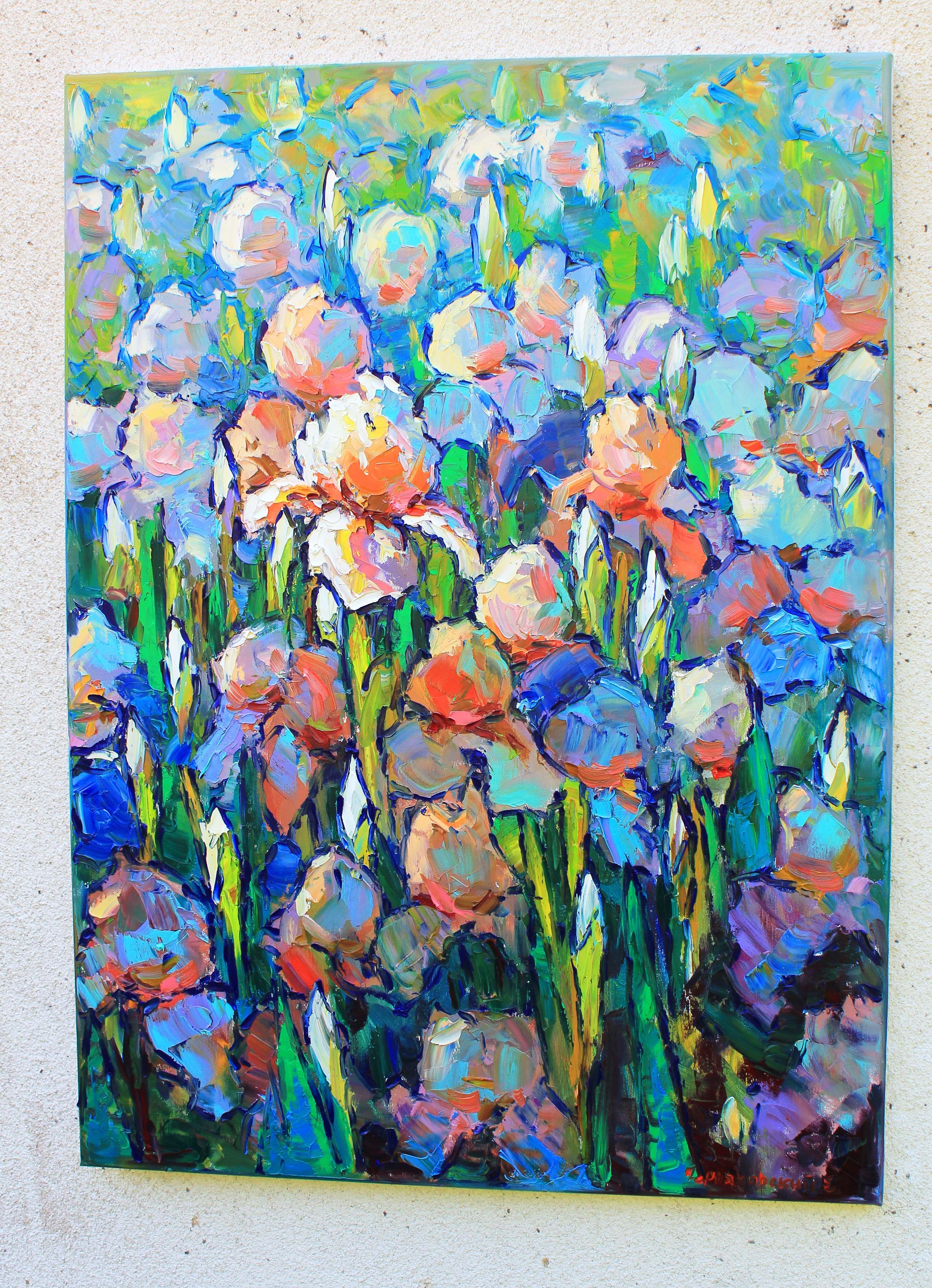 Irises, Painting, Oil on Canvas For Sale 2