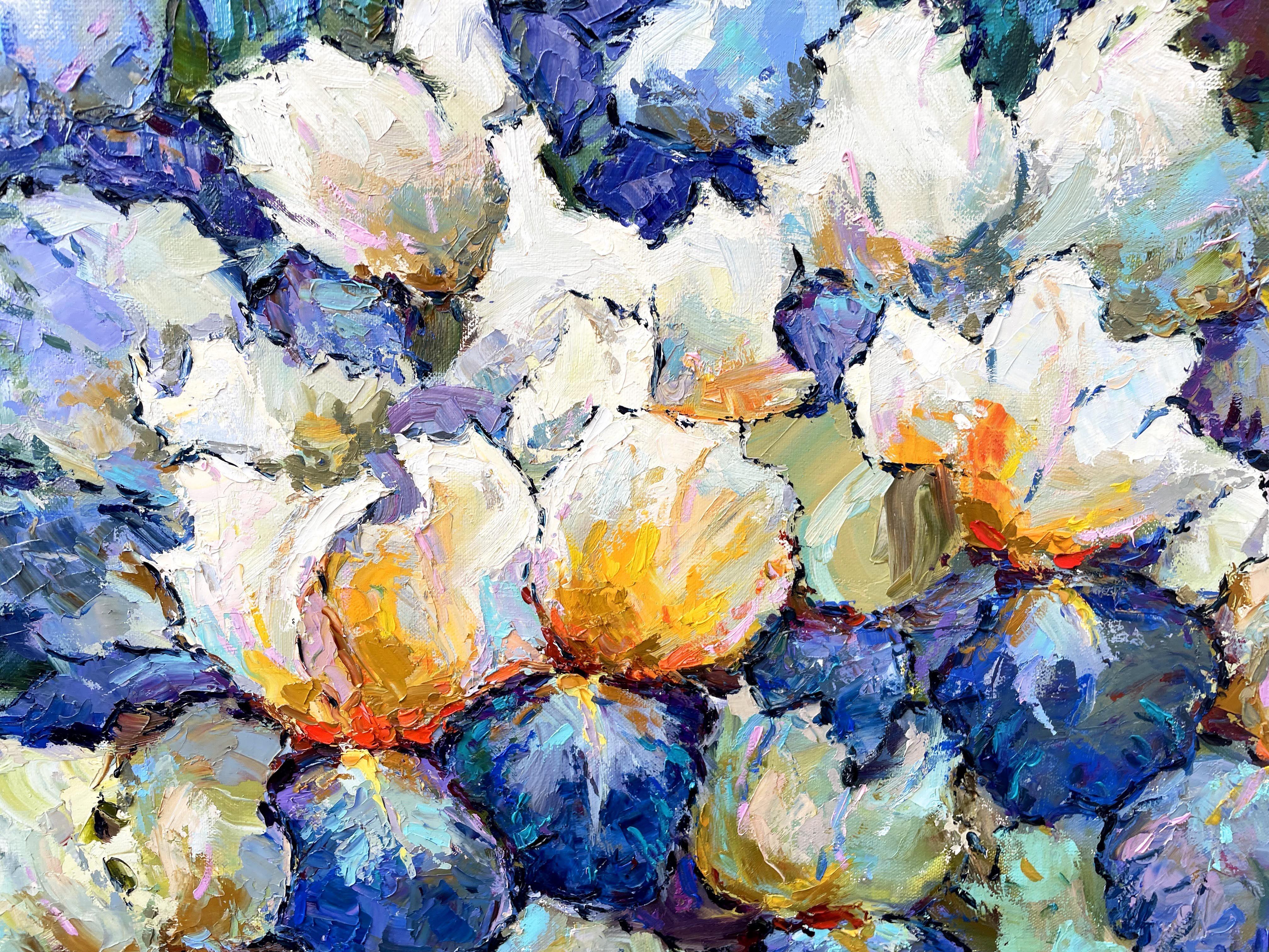 Irises, Painting, Oil on Canvas For Sale 3