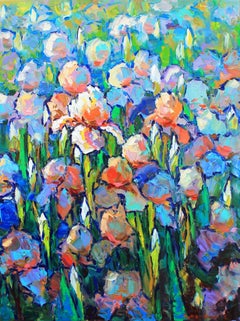 Irises, Peinture, Huile sur Toile