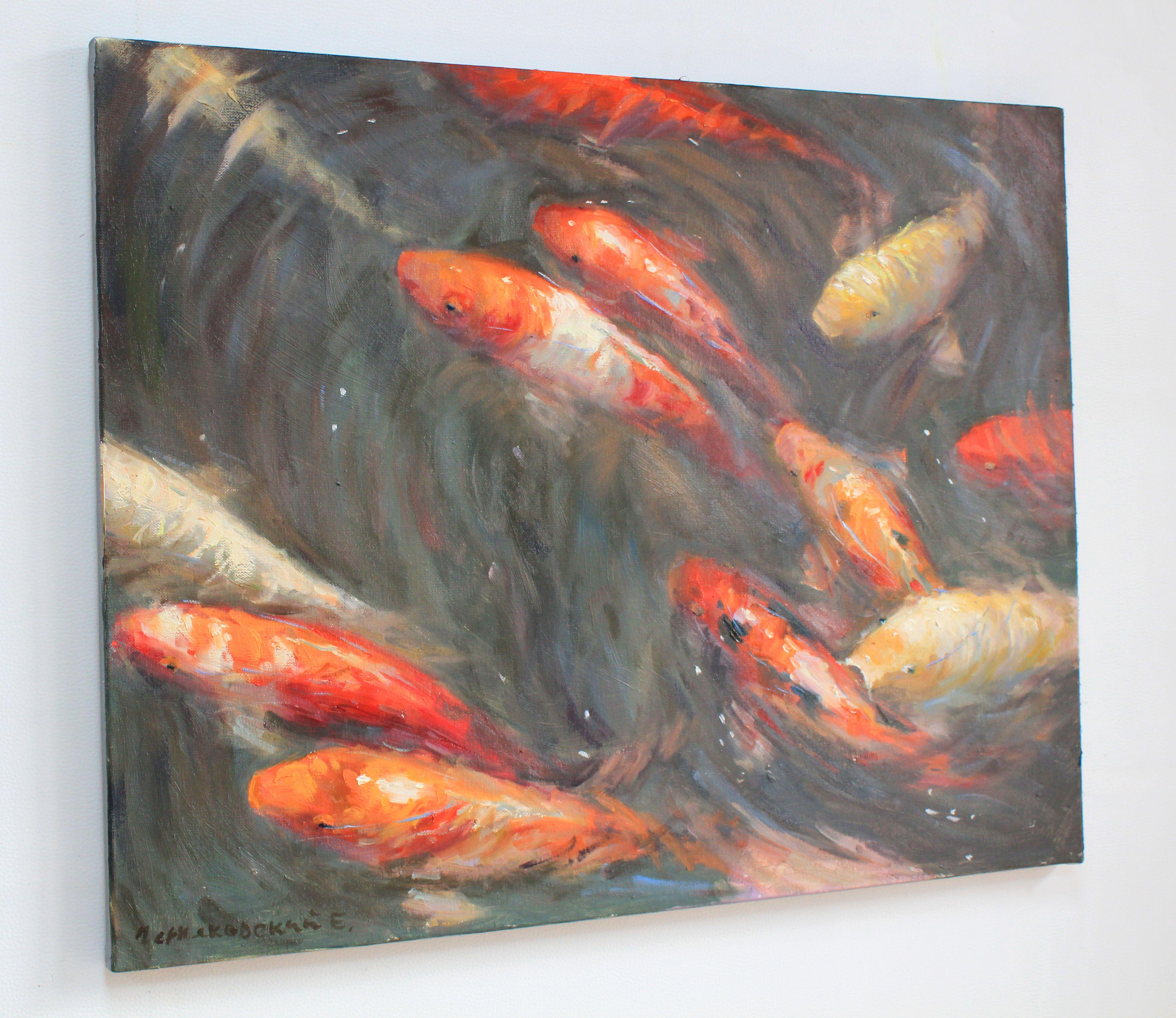 Koi, Painting, Oil on Canvas For Sale 1