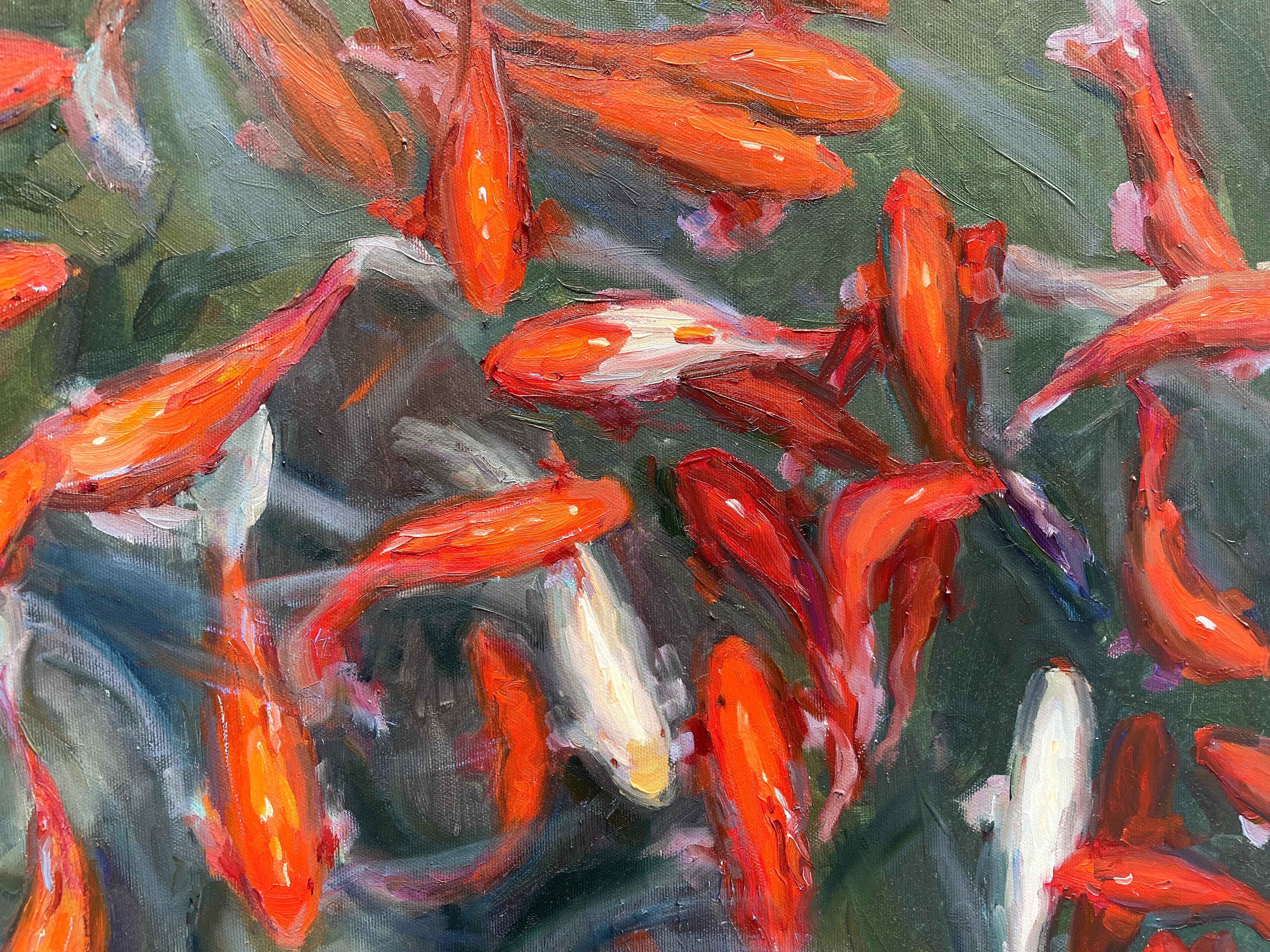 Koi, Painting, Oil on Canvas For Sale 3