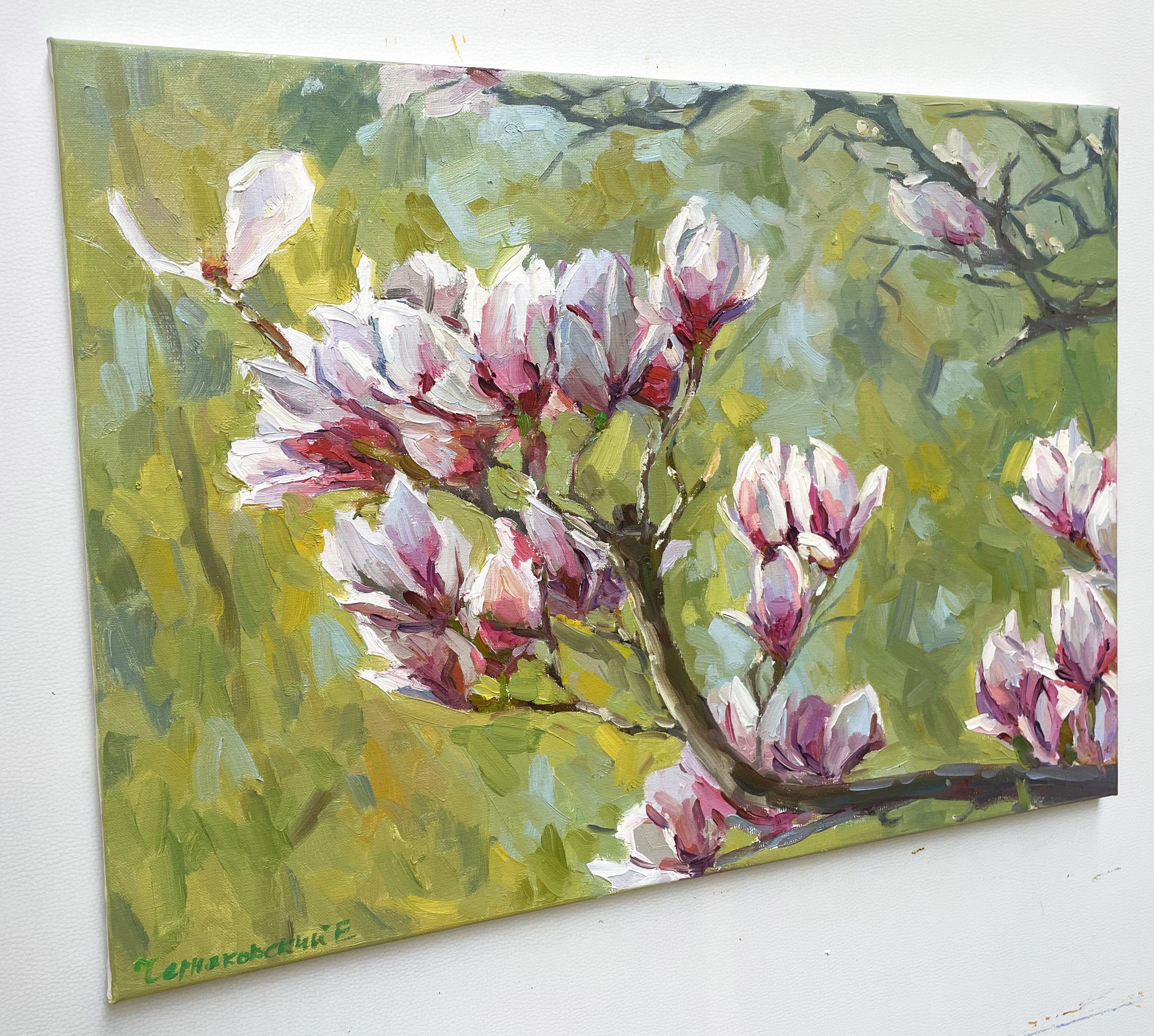 branche de magnolia, peinture, huile sur toile - Impressionnisme Painting par Evgeny Chernyakovsky