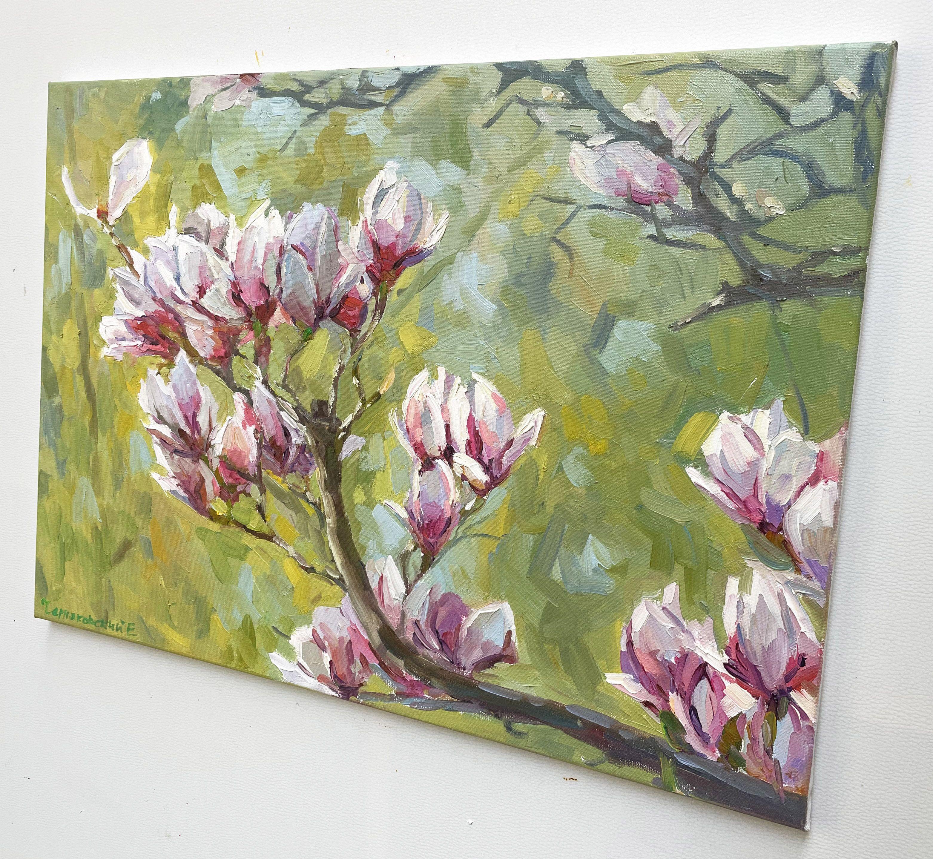 magnolia branch, Painting, Oil on Canvas For Sale 2
