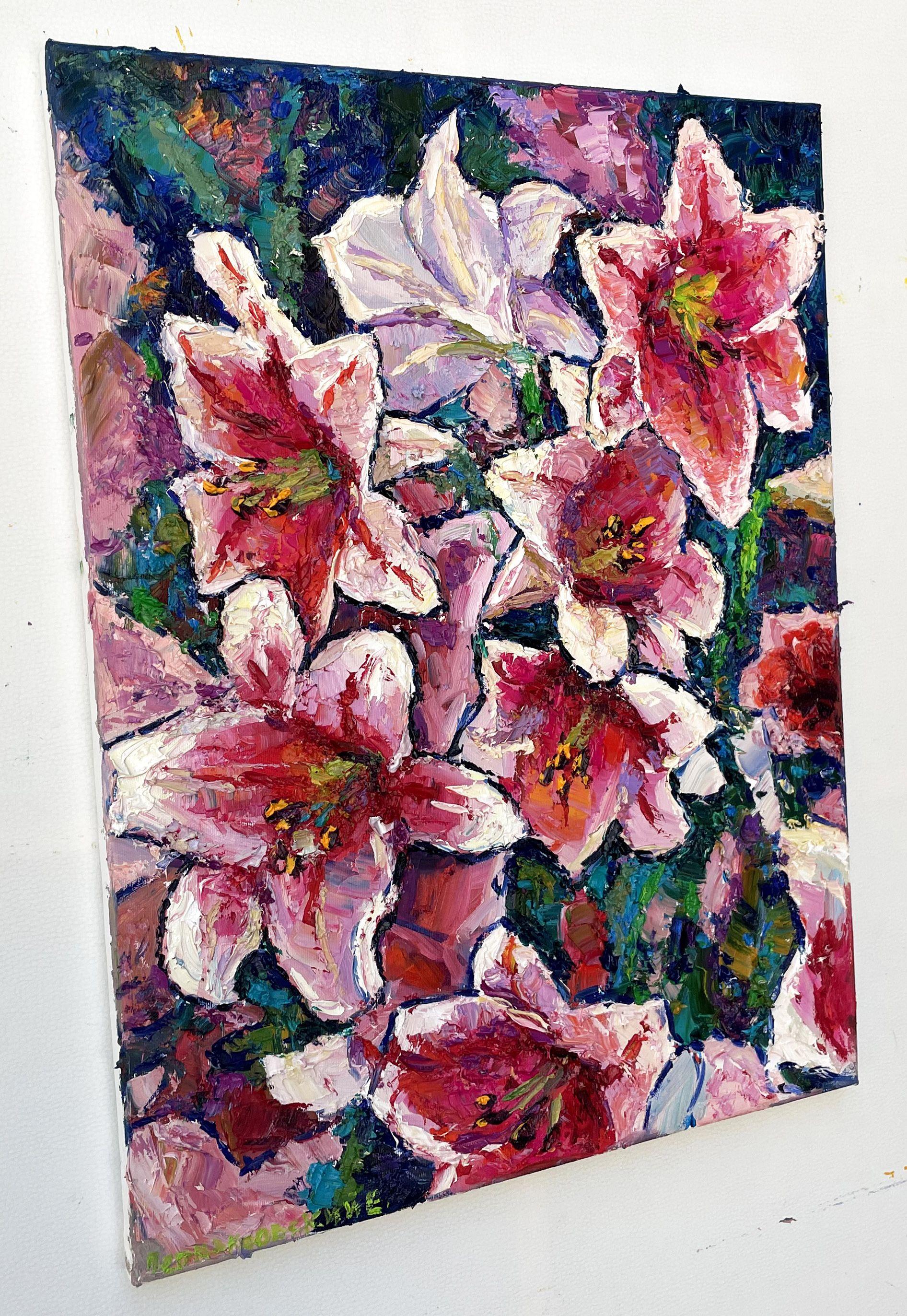 Red lilies, Painting, Oil on Canvas For Sale 1
