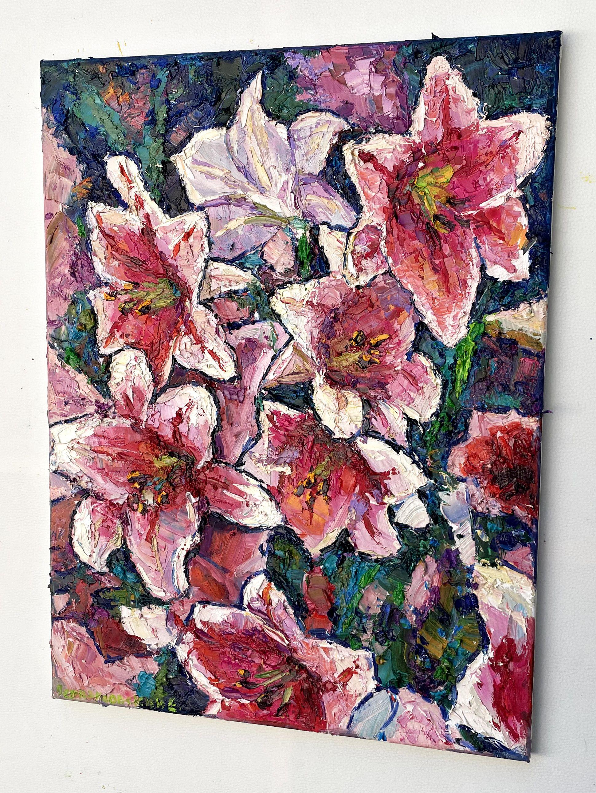 Red lilies, Painting, Oil on Canvas For Sale 2