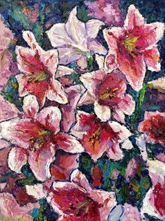 Red lilies, Painting, Oil on Canvas