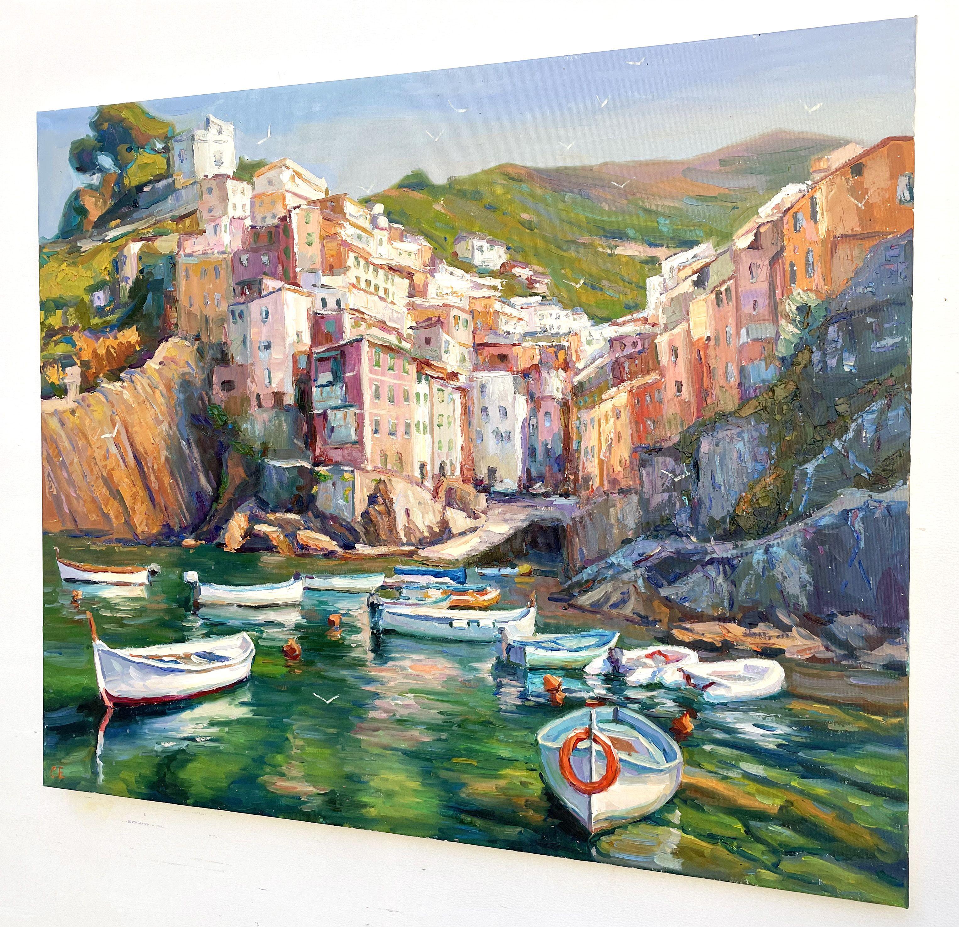 Riomaggiore, Gemälde, Öl auf Leinwand (Impressionismus), Painting, von Evgeny Chernyakovsky