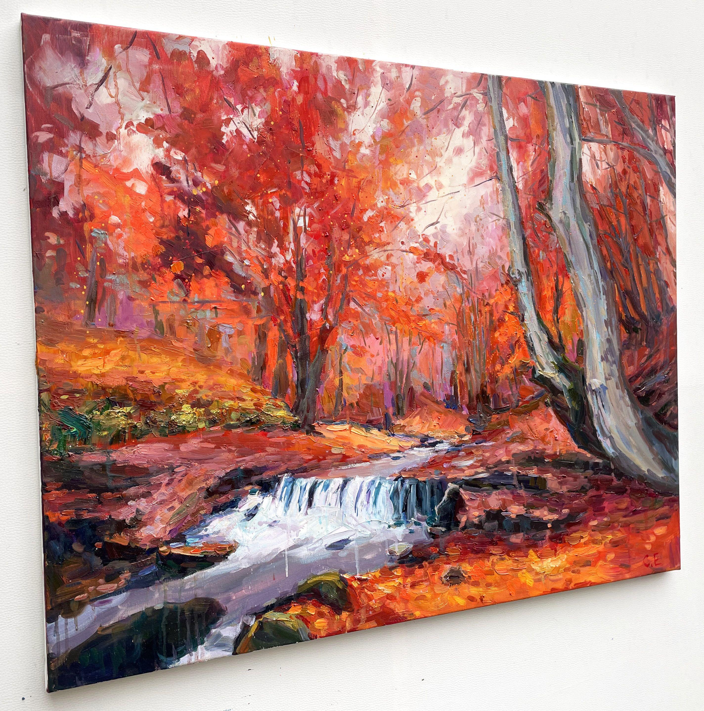 río en bosque otoñal, Pintura, Óleo sobre lienzo - Painting Impresionista de Evgeny Chernyakovsky