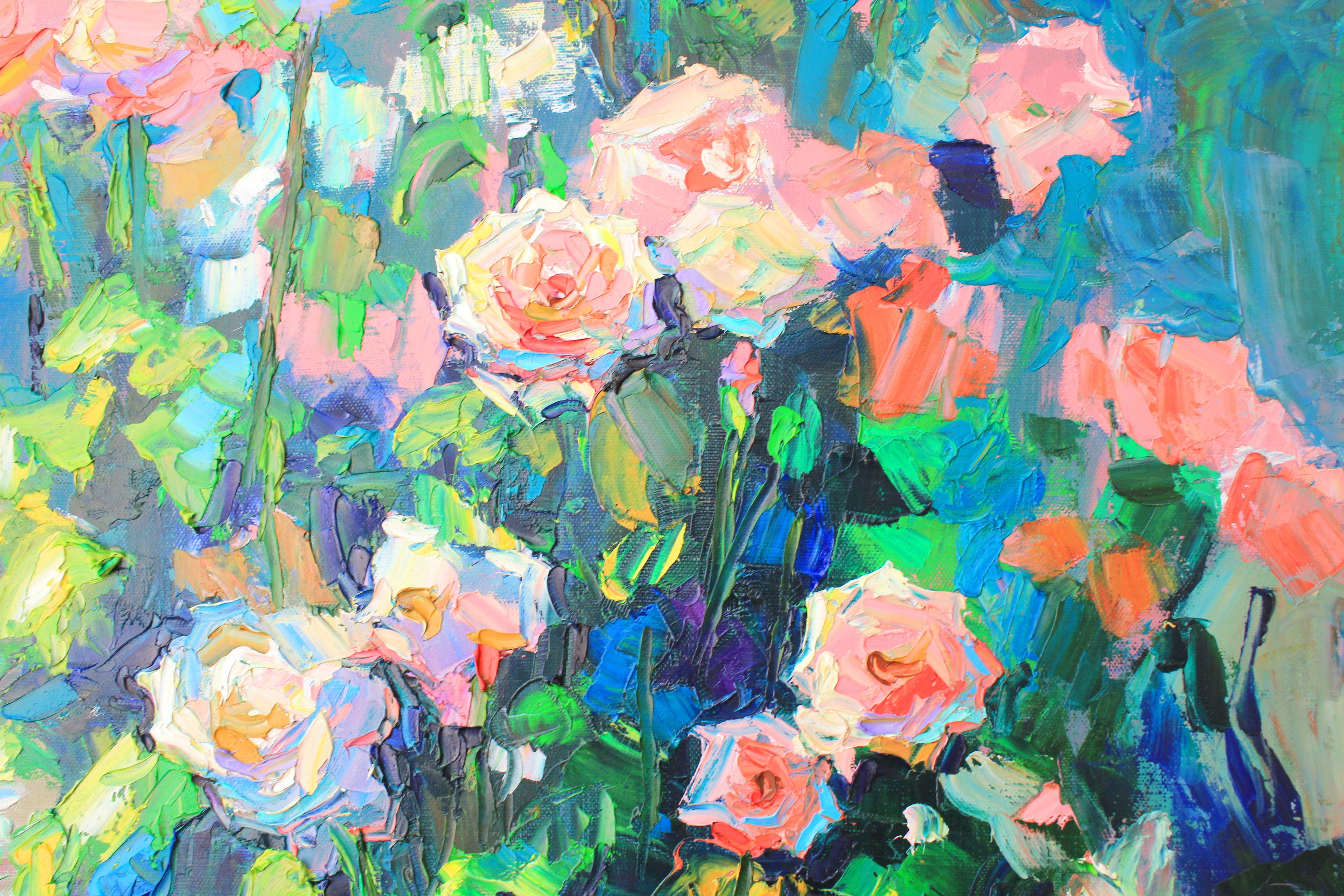 Roses, Painting, Oil on Canvas For Sale 1
