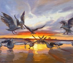 Seagulls, Painting, Oil on Canvas