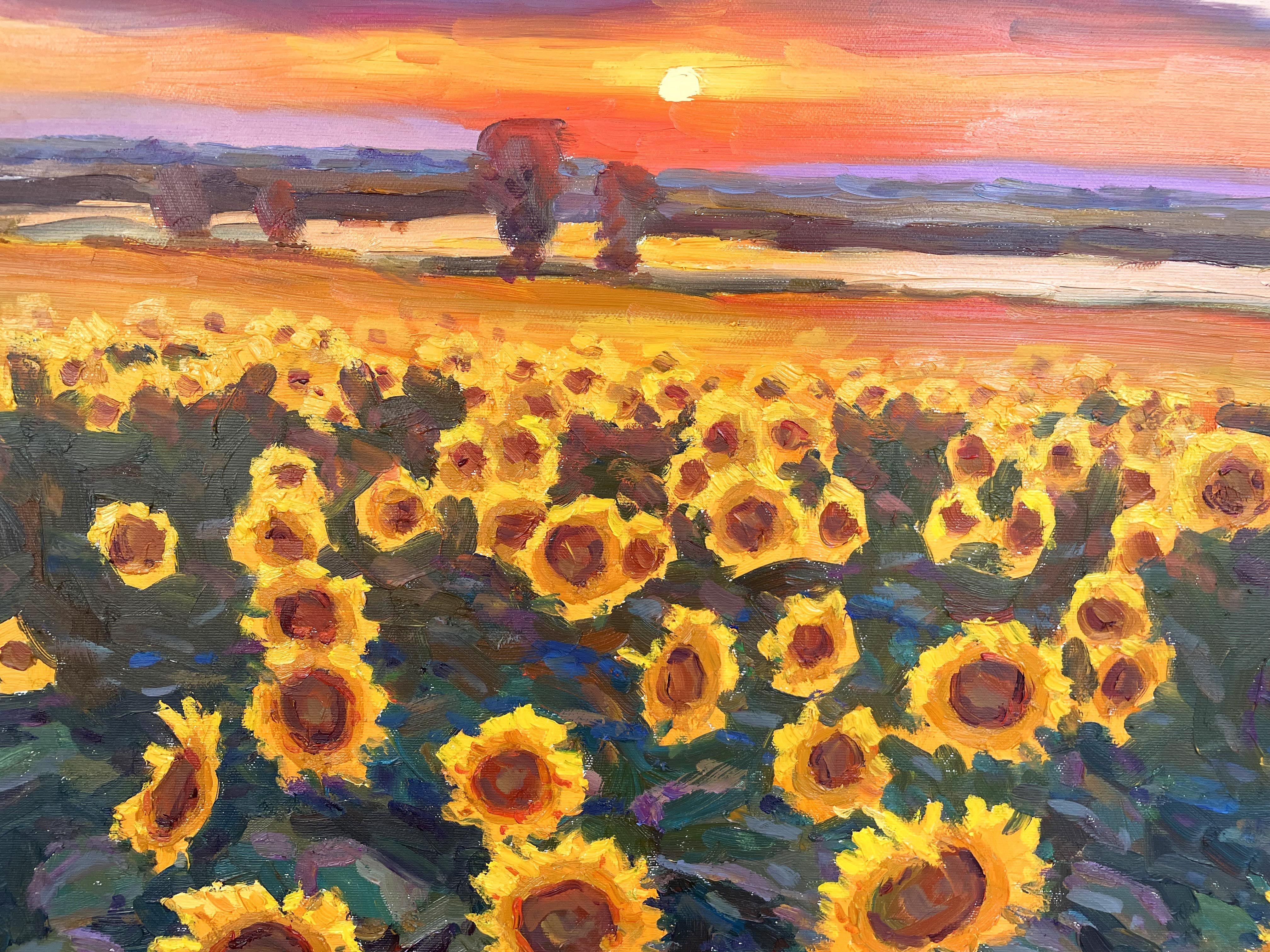 Sunflowers, Painting, Oil on Canvas For Sale 3