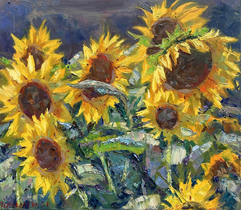 Sunflower Painting With Frame 168 For Sale on 1stDibs emily starck  loveland colorado, l ritter sunflowers, sunflower paintings for sale