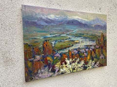 Sunset by the river, Painting, Oil on Canvas