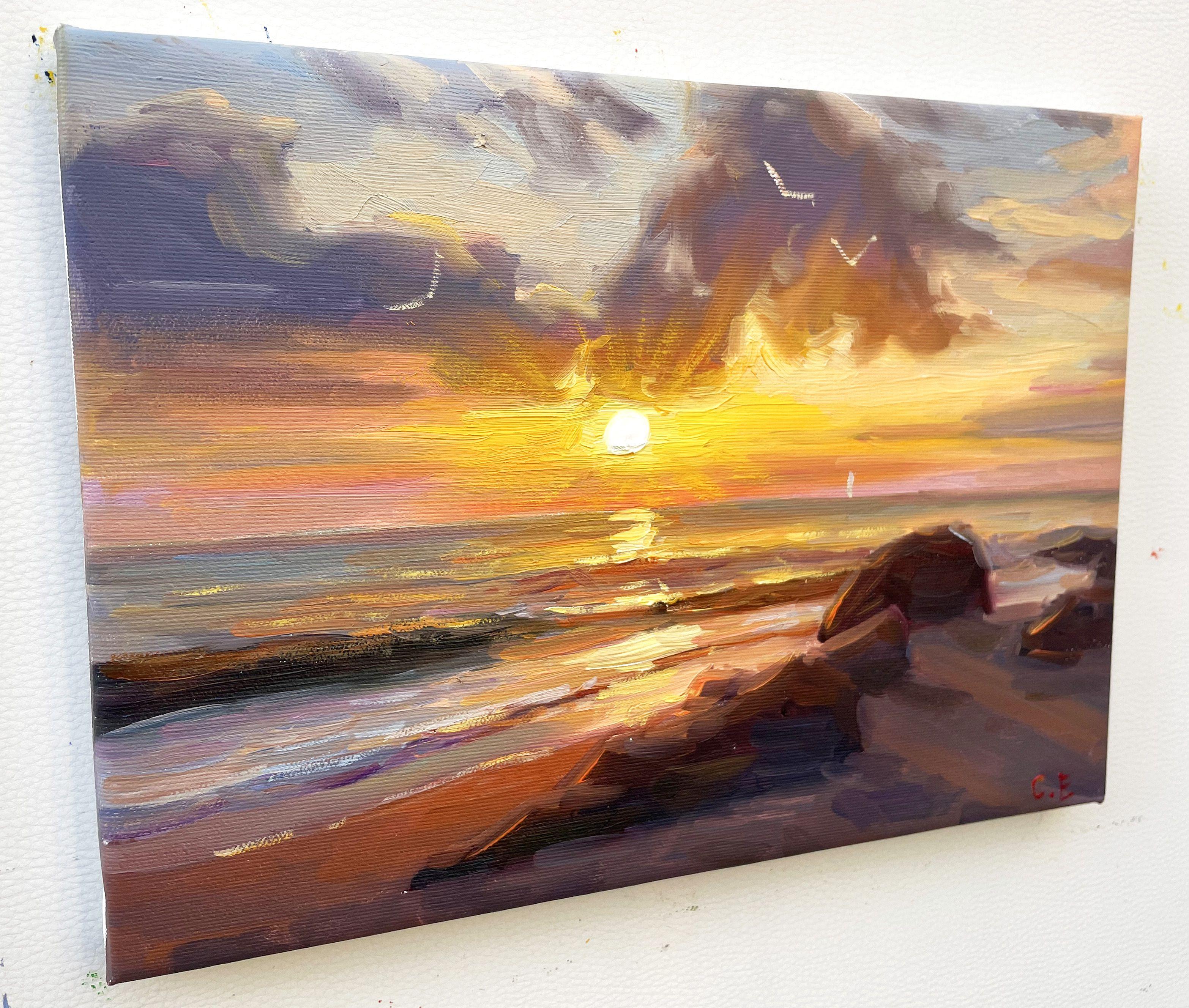 Sunset embankment, Painting, Oil on Canvas For Sale 1