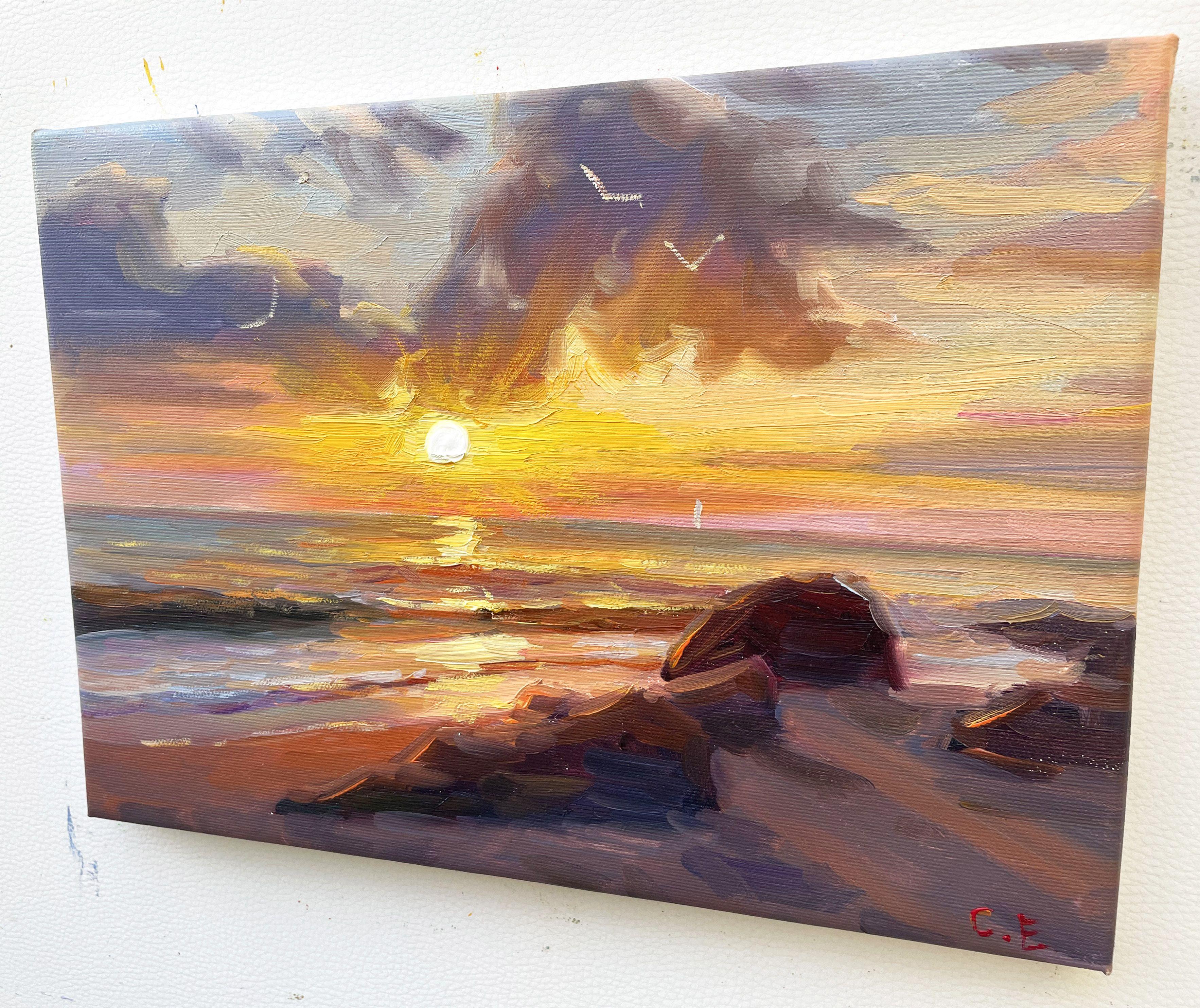Sunset embankment, Painting, Oil on Canvas For Sale 2