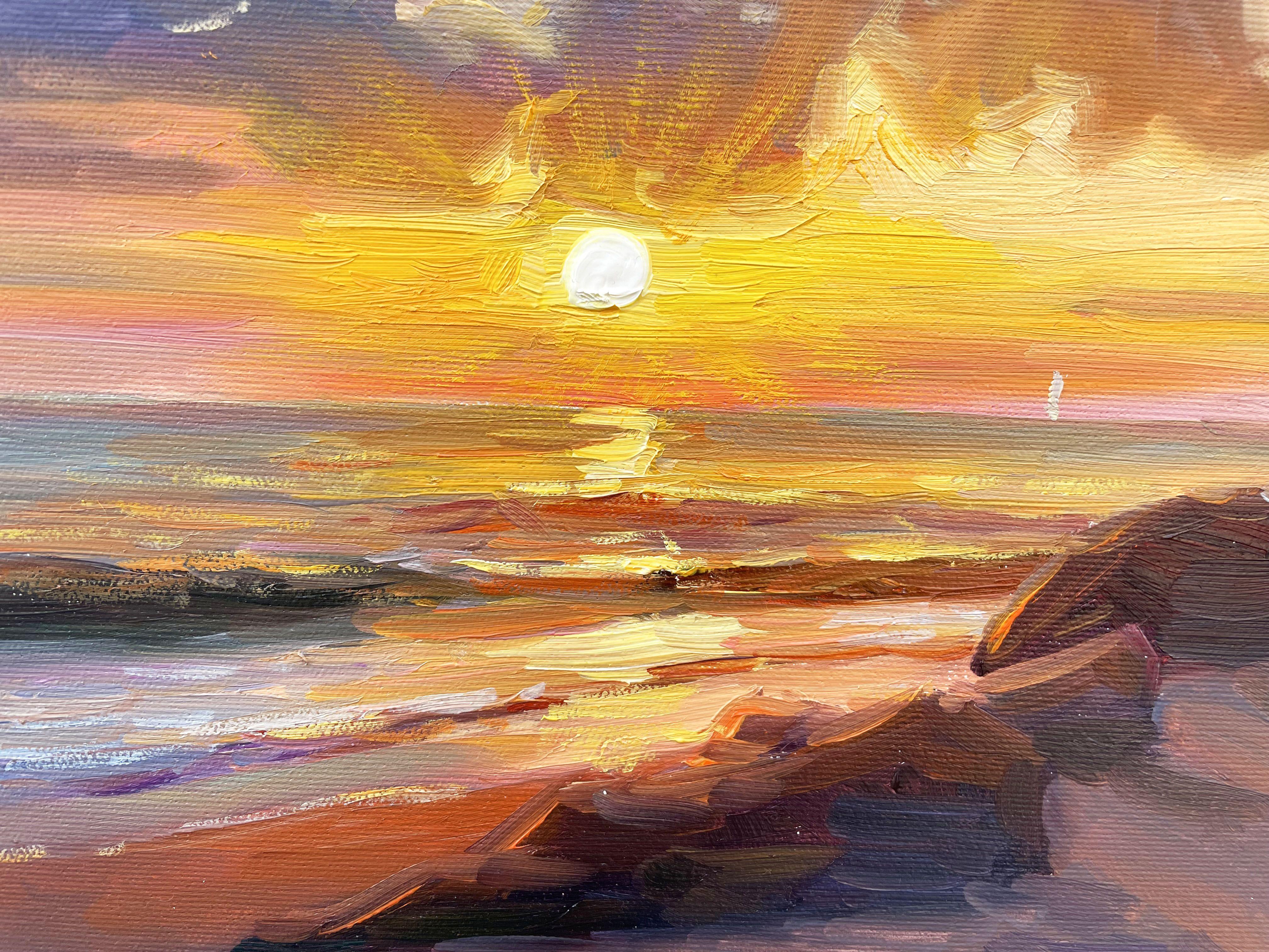 Sunset embankment, Painting, Oil on Canvas For Sale 3