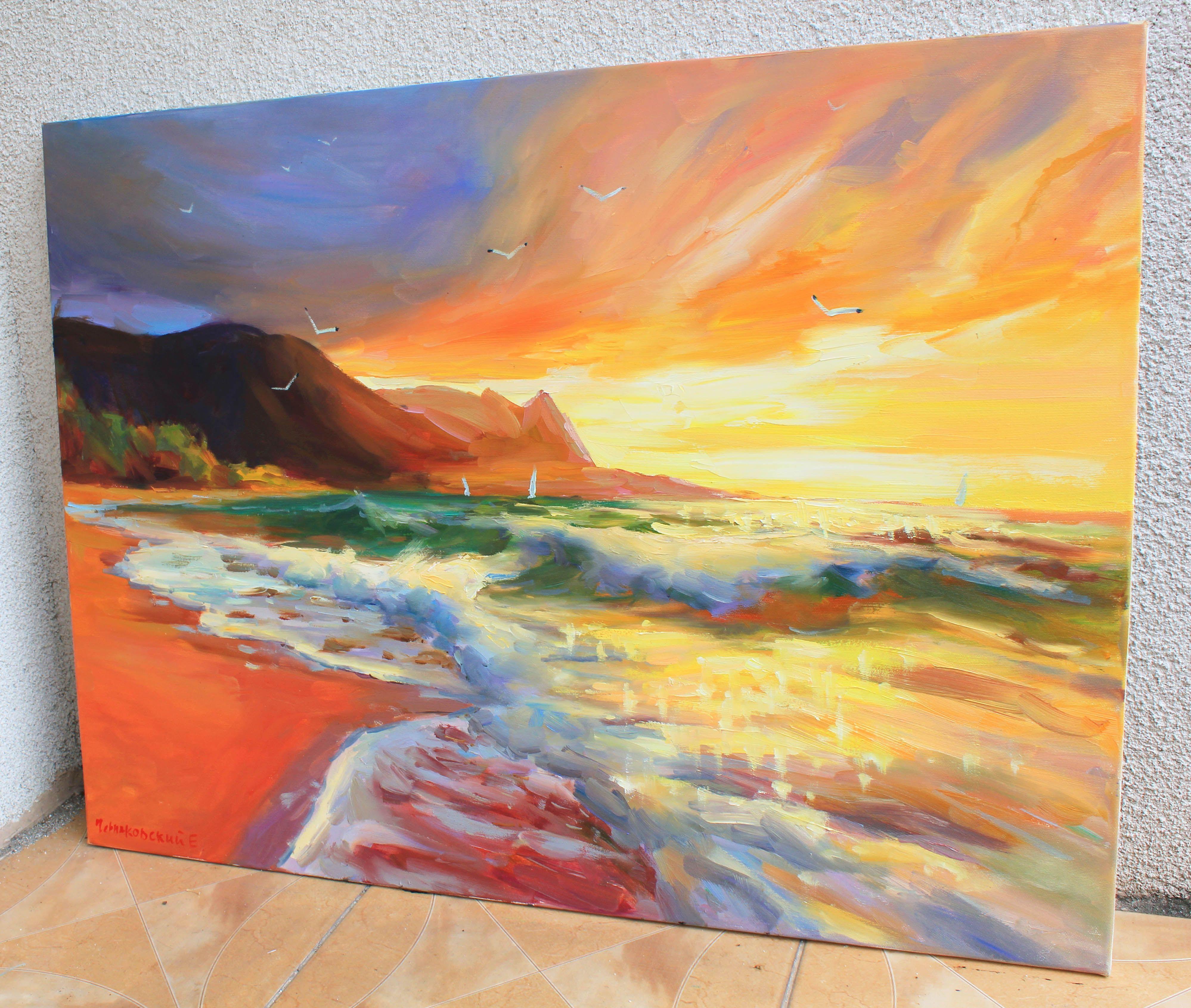 puesta de sol pintura al oleo