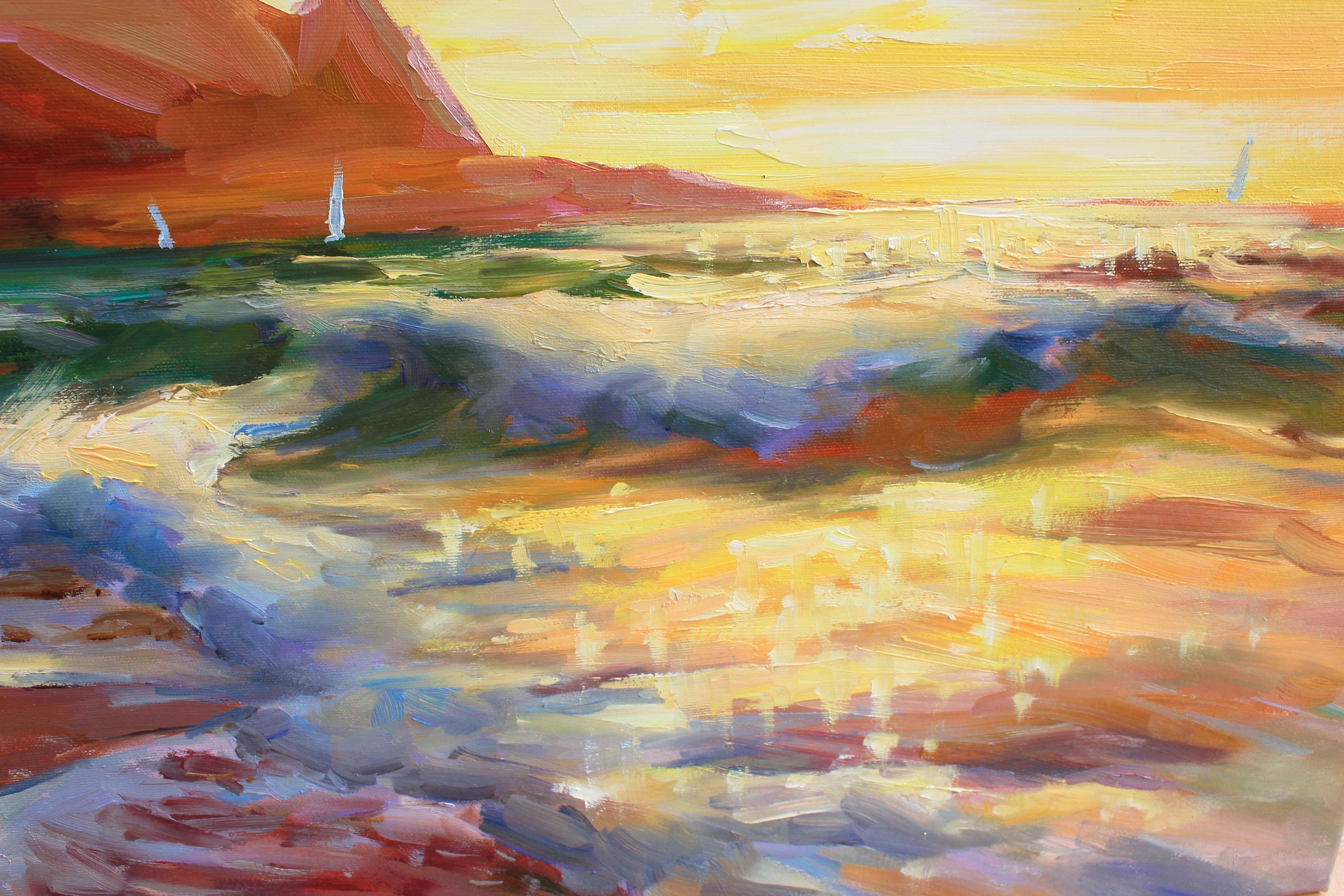 Puesta de sol, Pintura, Óleo sobre lienzo - Painting Impresionista de Evgeny Chernyakovsky