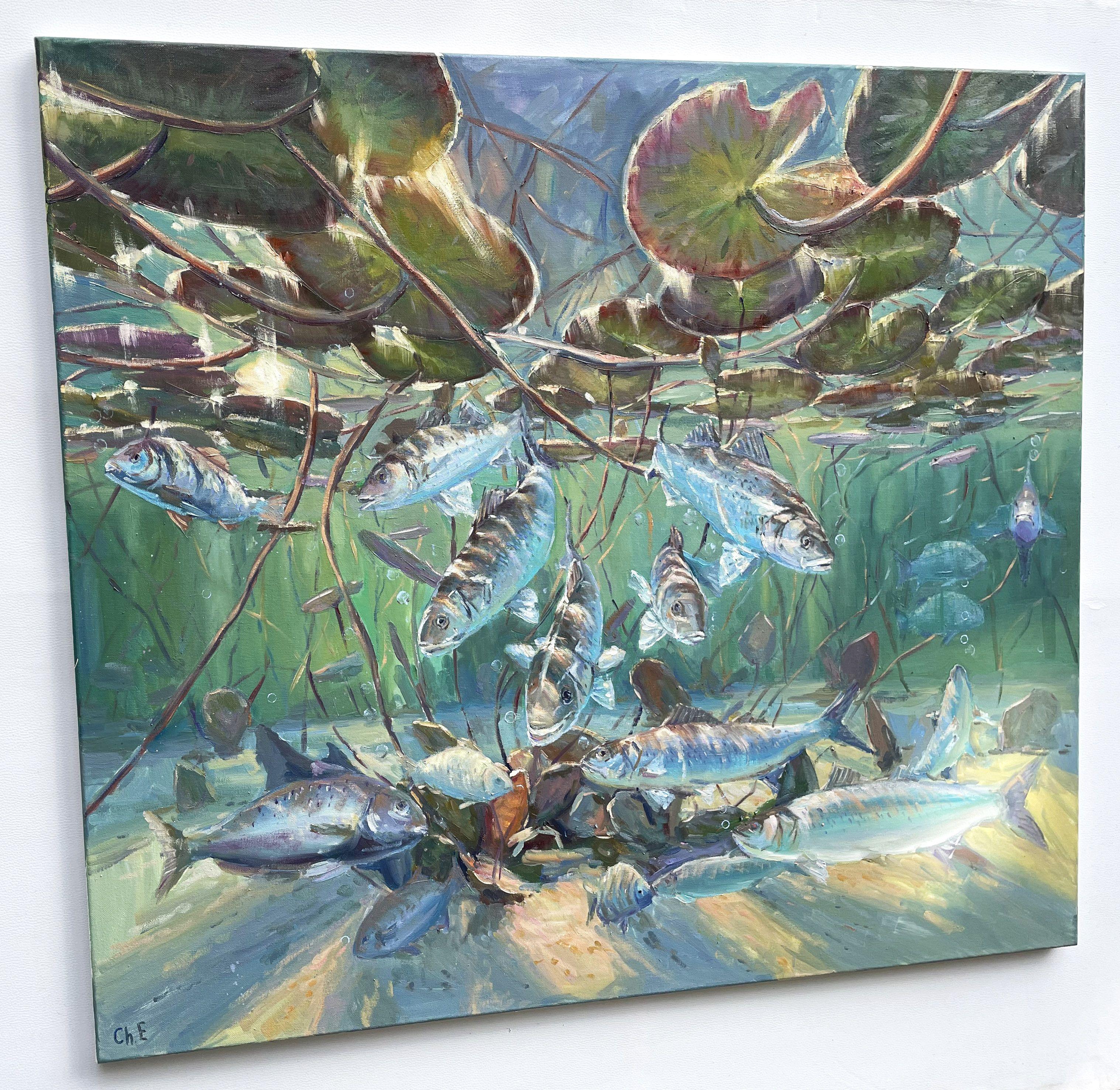 Mundo submarino, Pintura, Óleo sobre lienzo - Painting Impresionista de Evgeny Chernyakovsky