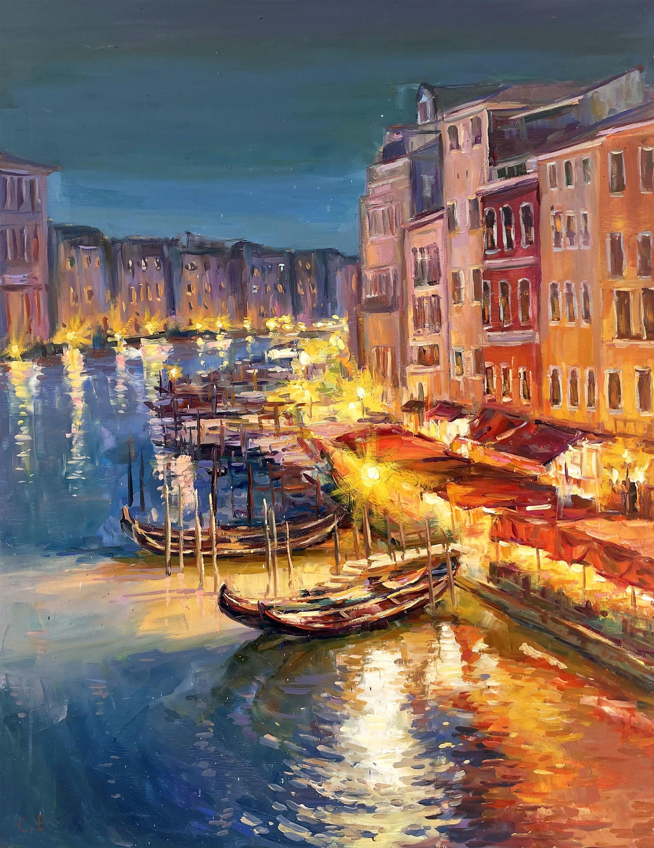 Venedig bei Nacht, Gemälde, Öl auf Leinwand – Painting von Evgeny Chernyakovsky