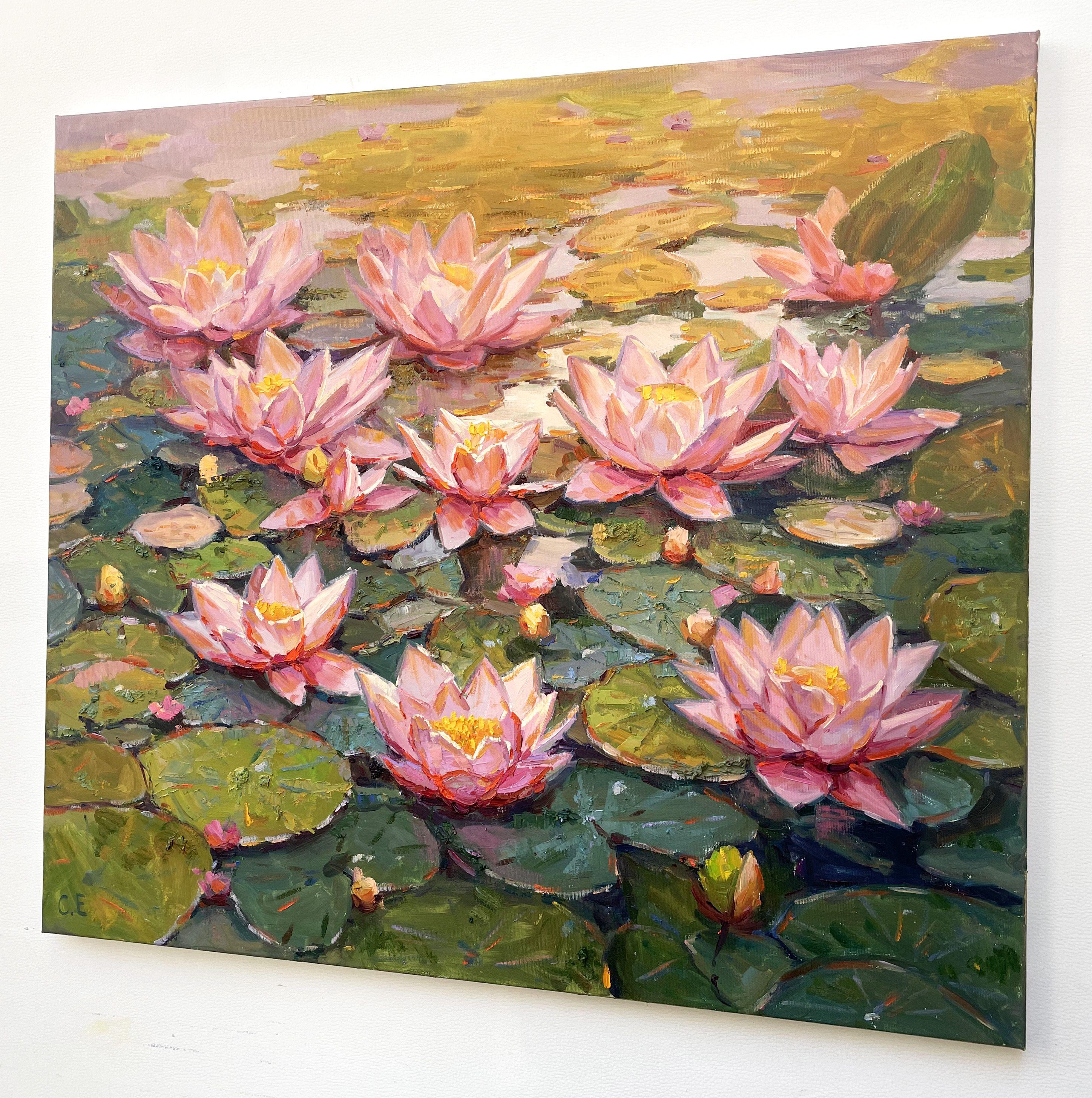 Water Lily Pond, Painting, Oil on Canvas For Sale 2
