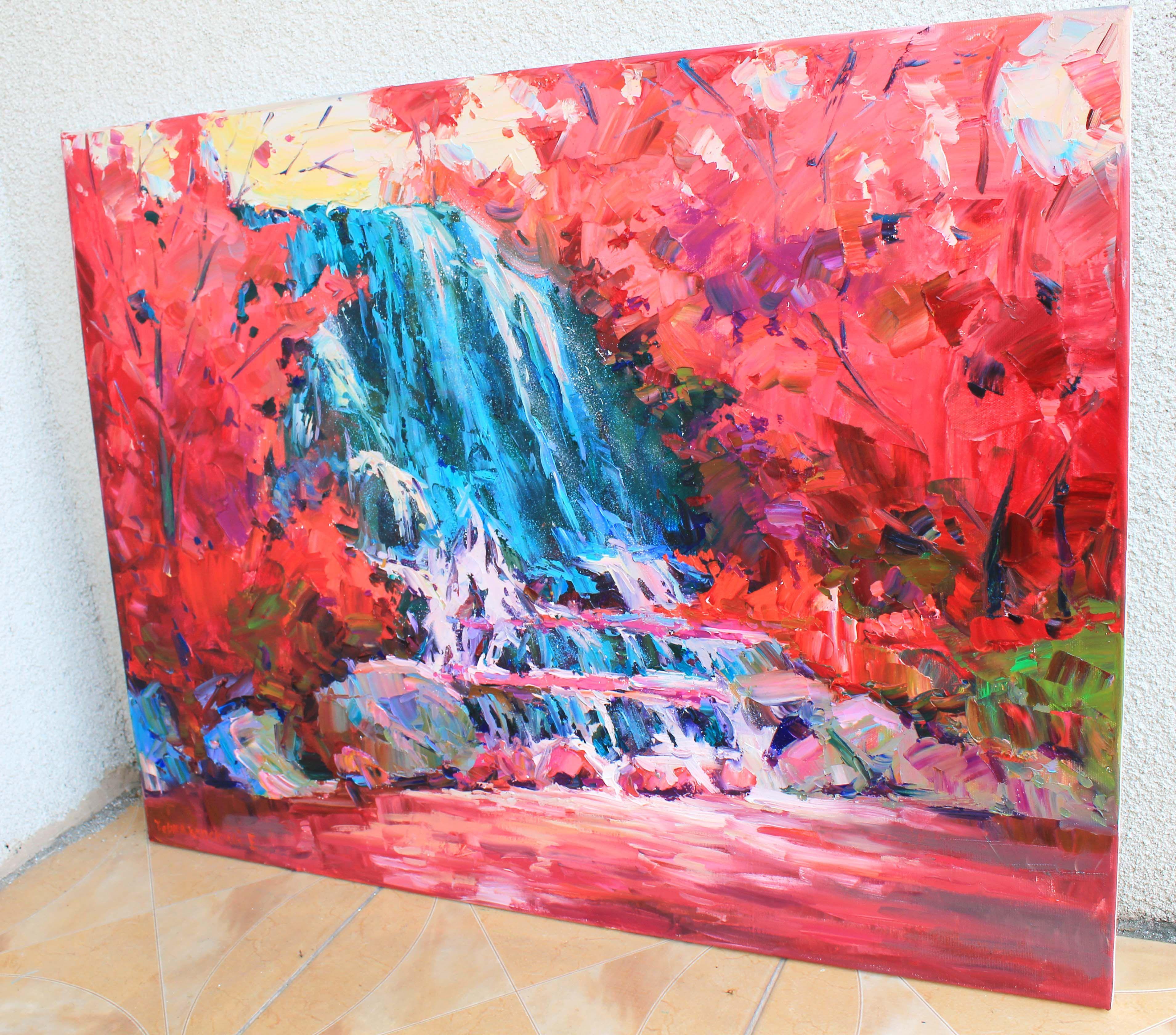 Waterfall, Painting, Oil on Canvas For Sale 1